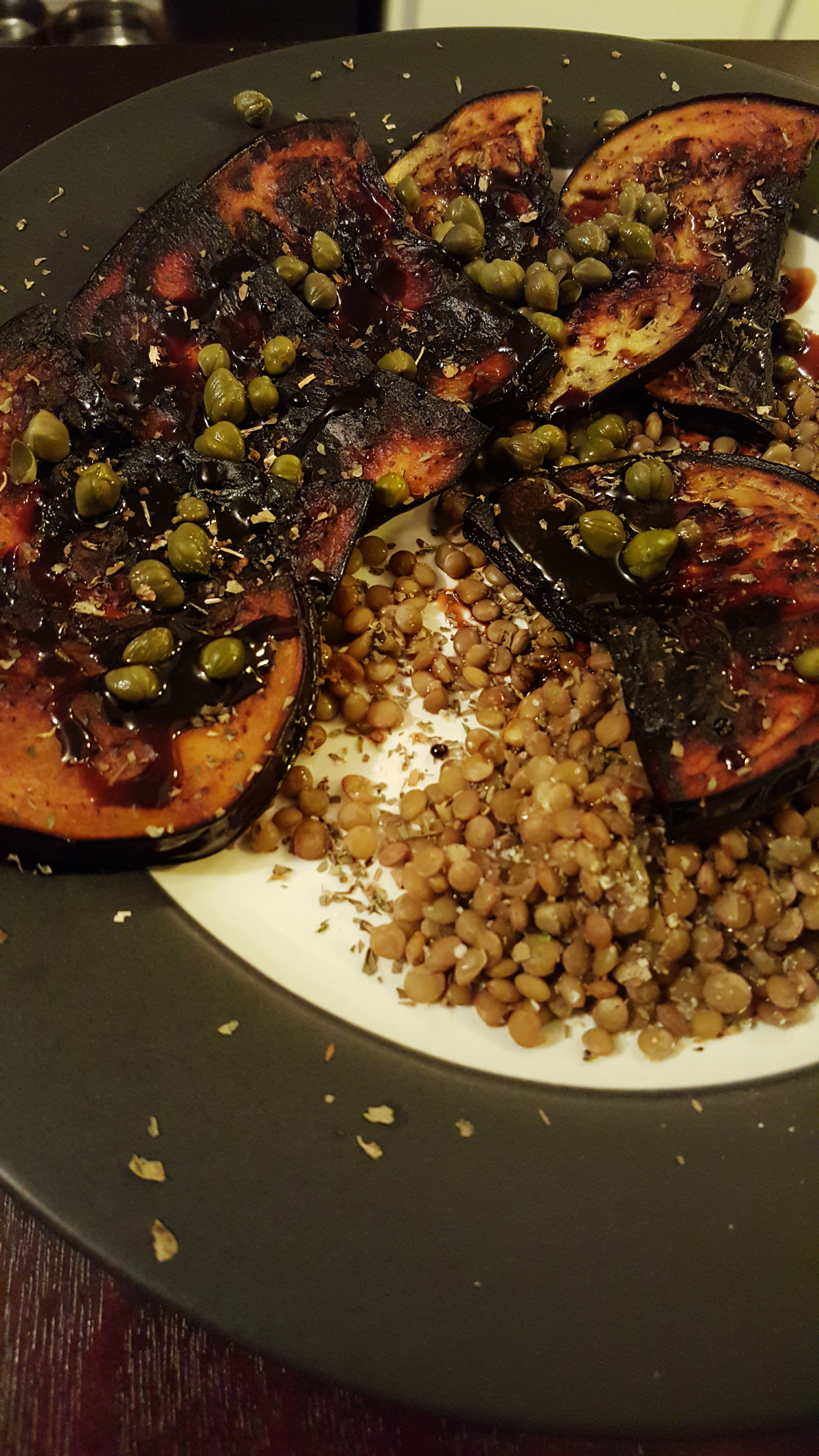 Middle Eastern Freekeh Pilaf with Roasted Eggplant and Apricots