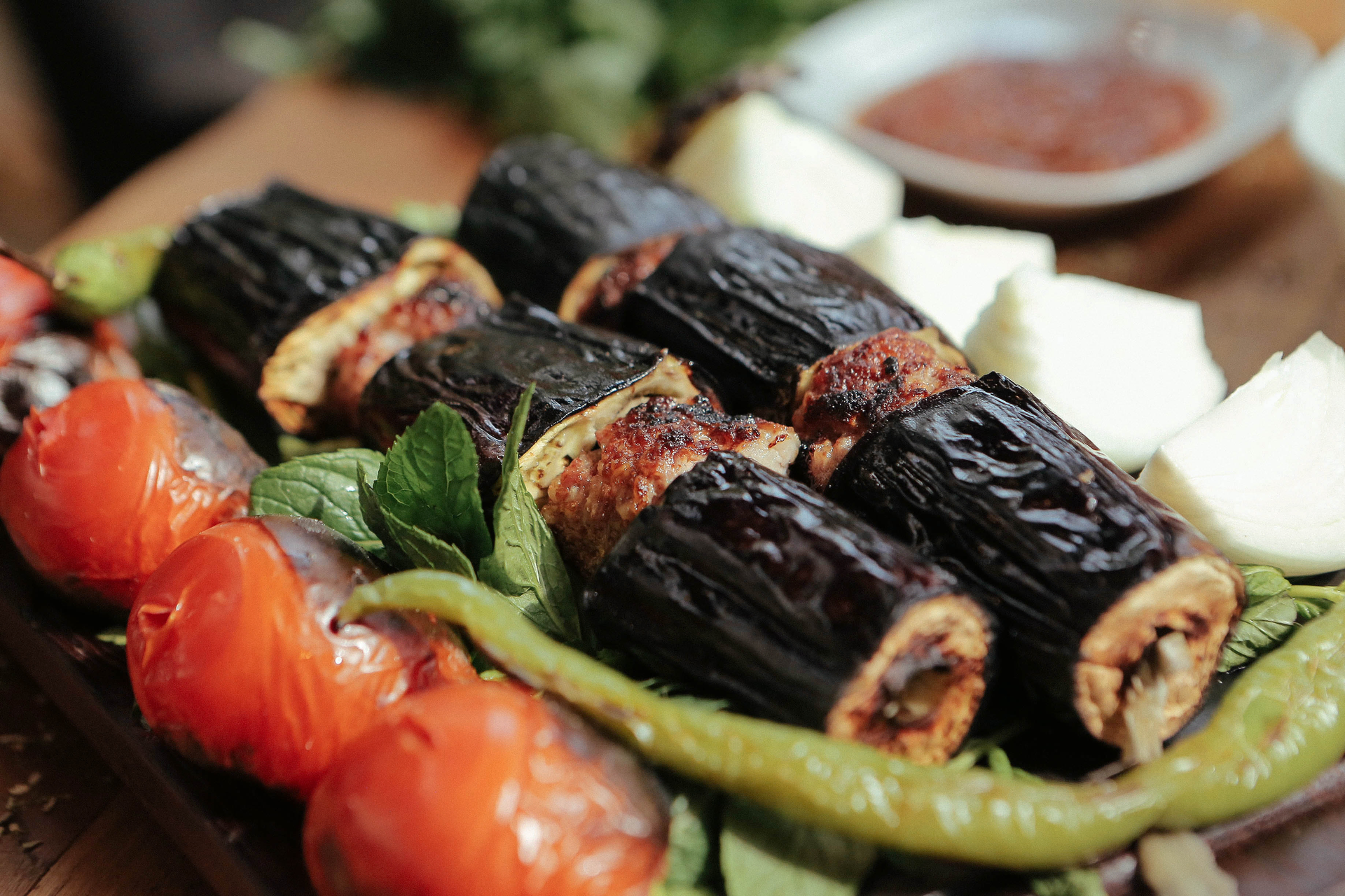 Middle Eastern Za'atar Grilled Eggplant Rolls