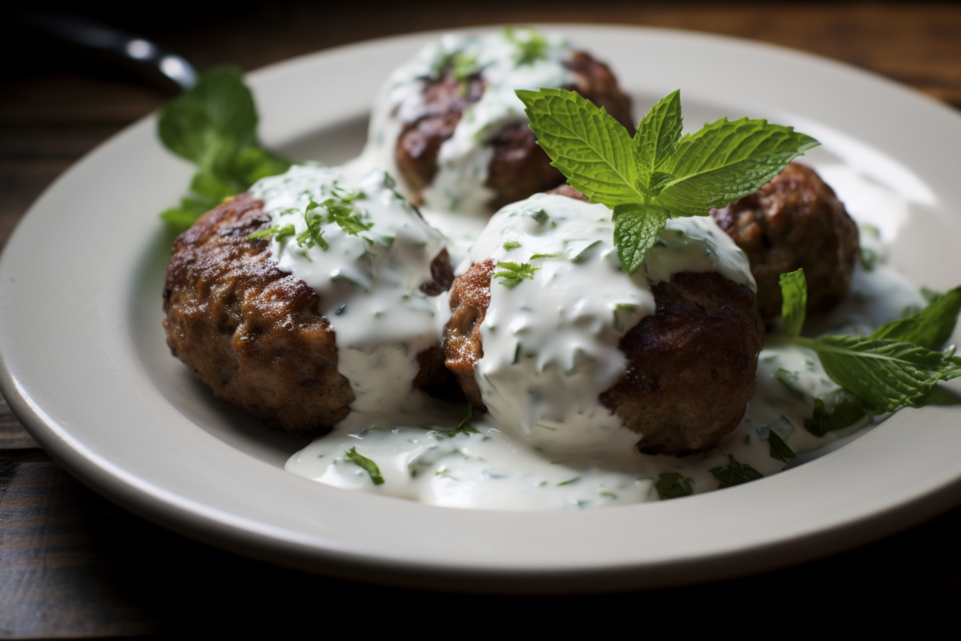 Moroccan Harissa Lamb Meatballs with Minted Yogurt Dressing