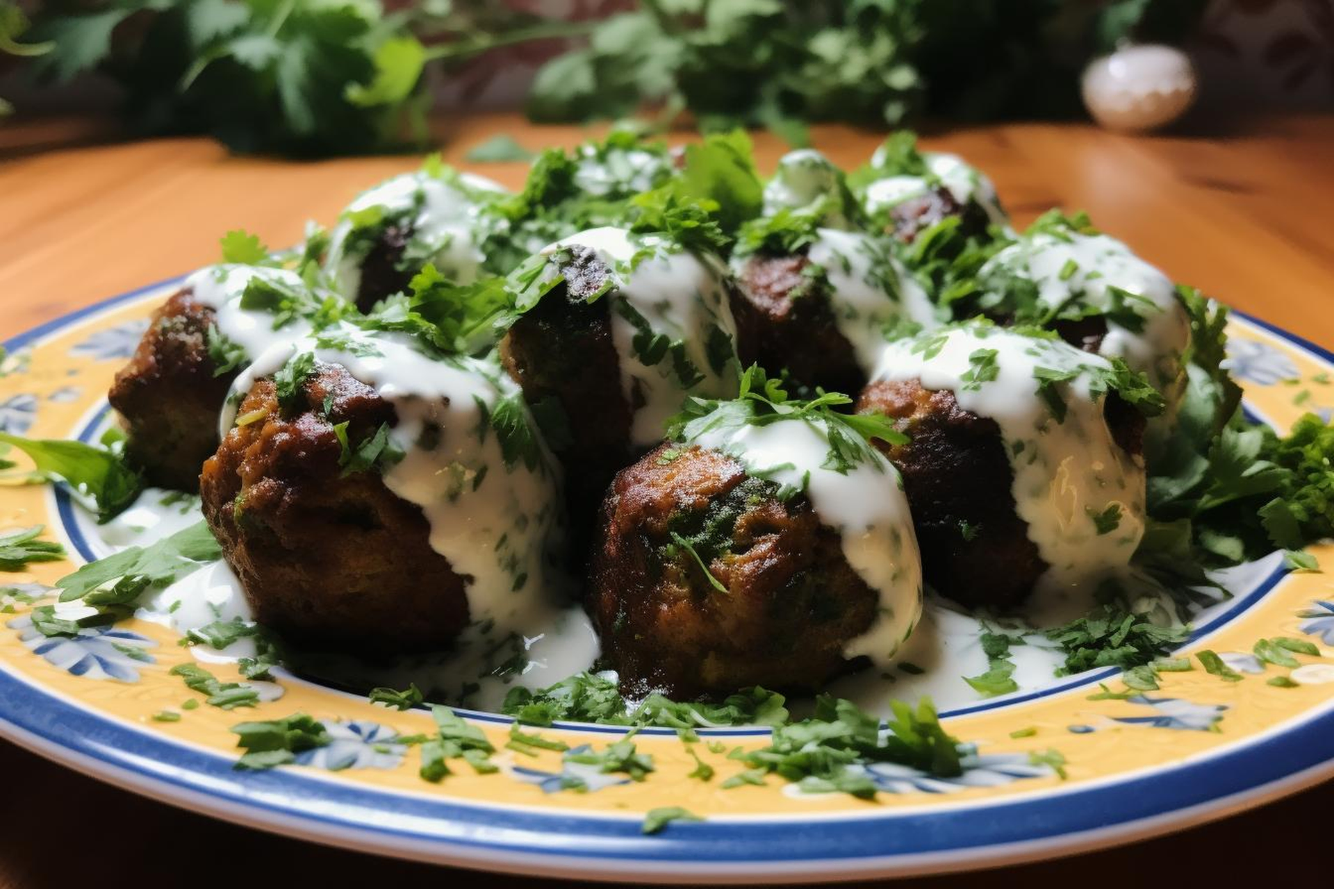 Moroccan Harissa Lamb Meatballs with Minted Yogurt Dressing