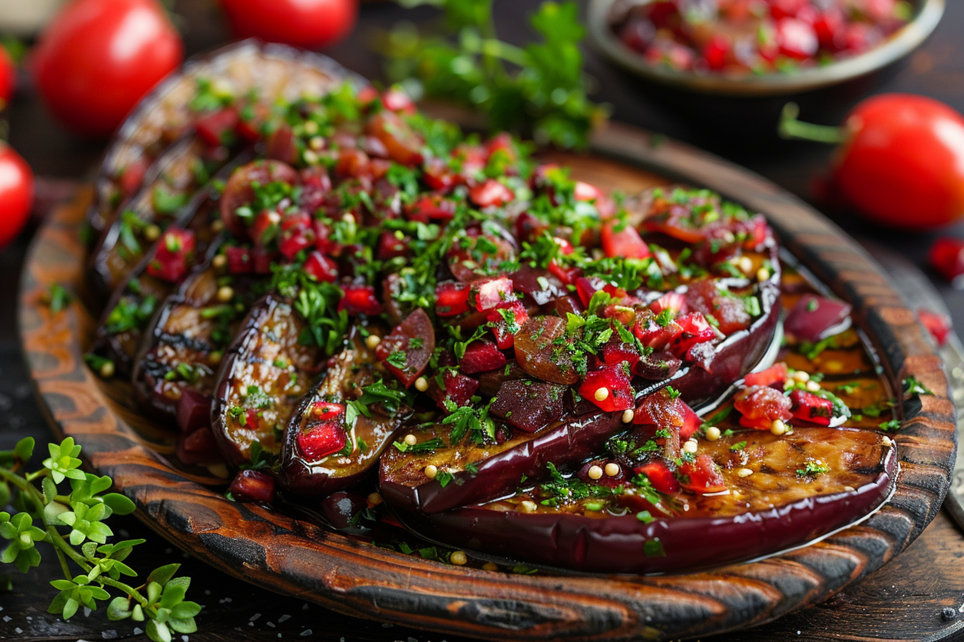 Moroccan Harissa Rubbed Grilled Eggplant with Feta Cheese