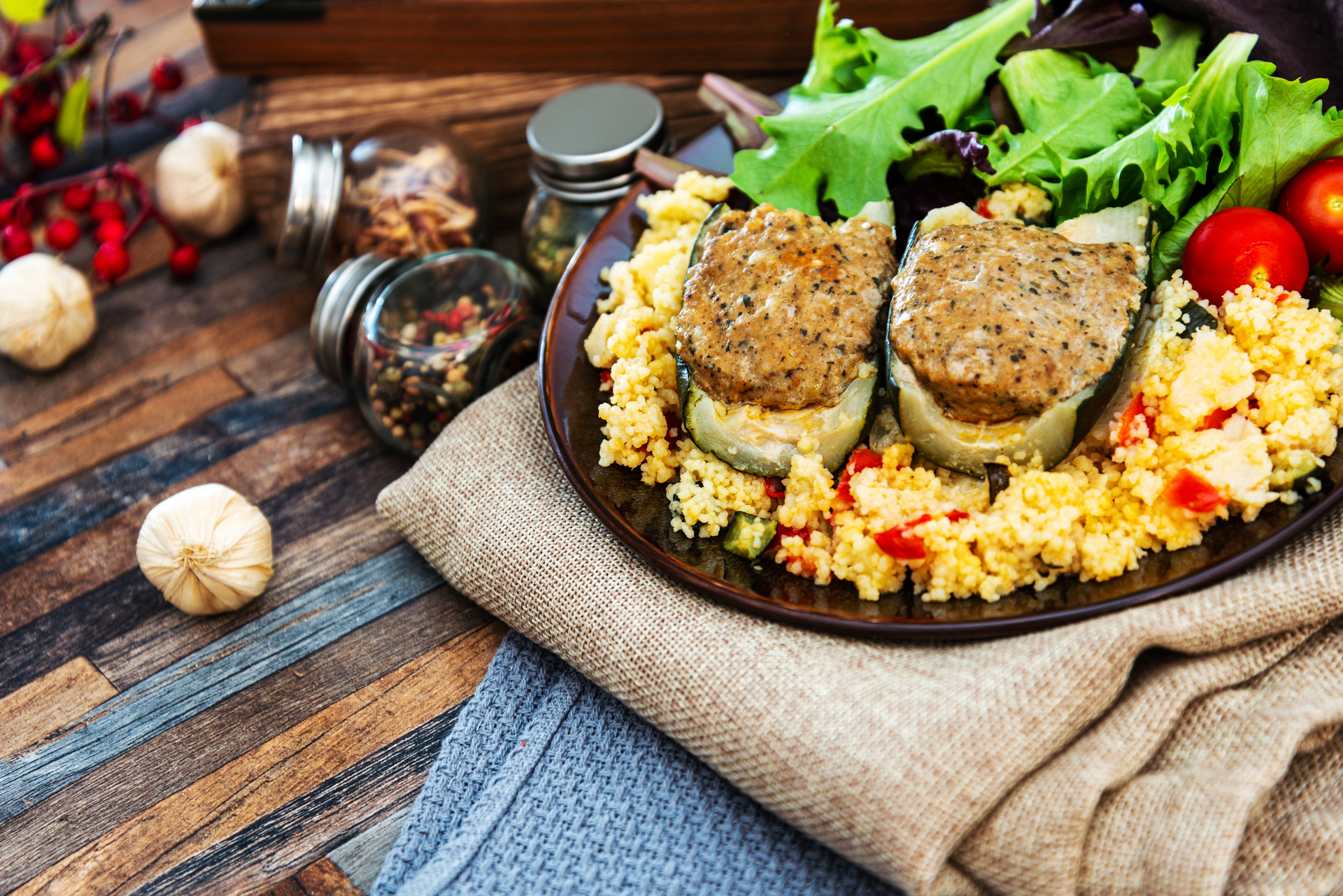 Moroccan Lemon Herb Couscous with Roasted Vegetables