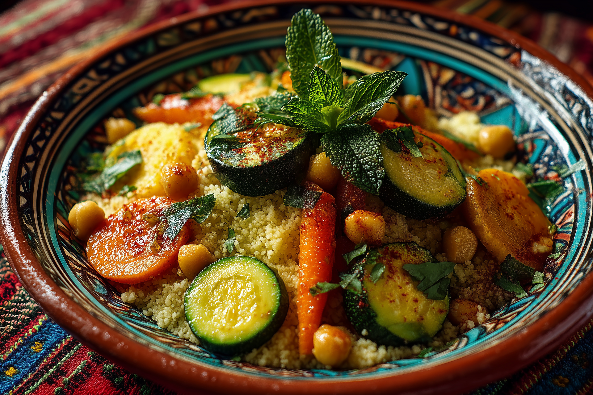 Moroccan Lemon Herb Couscous with Roasted Vegetables