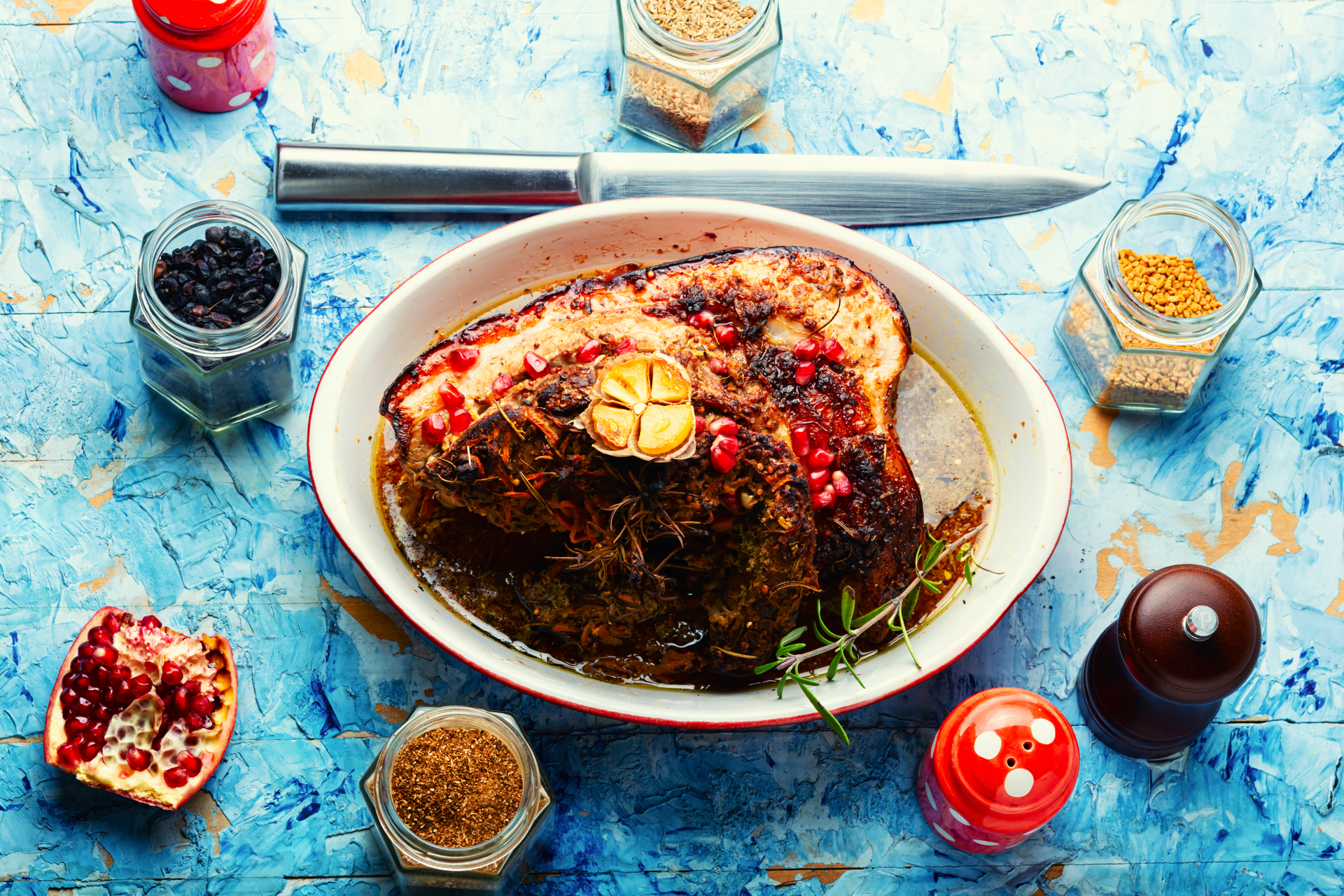 Moroccan Mechoui Lamb with Ras el Hanout and Harissa