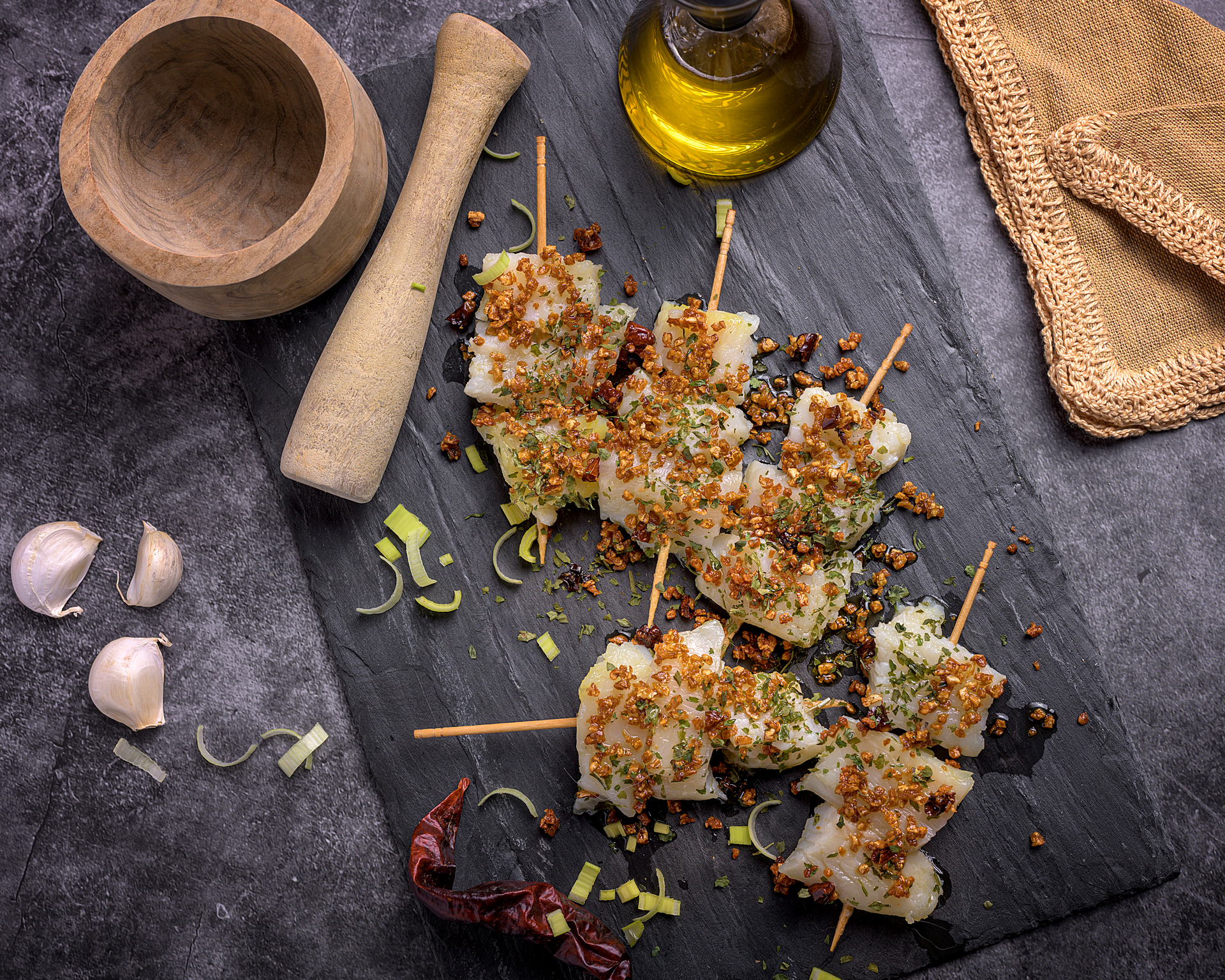 Moroccan Preserved Lemon and Olive Oregano Chicken Skewers