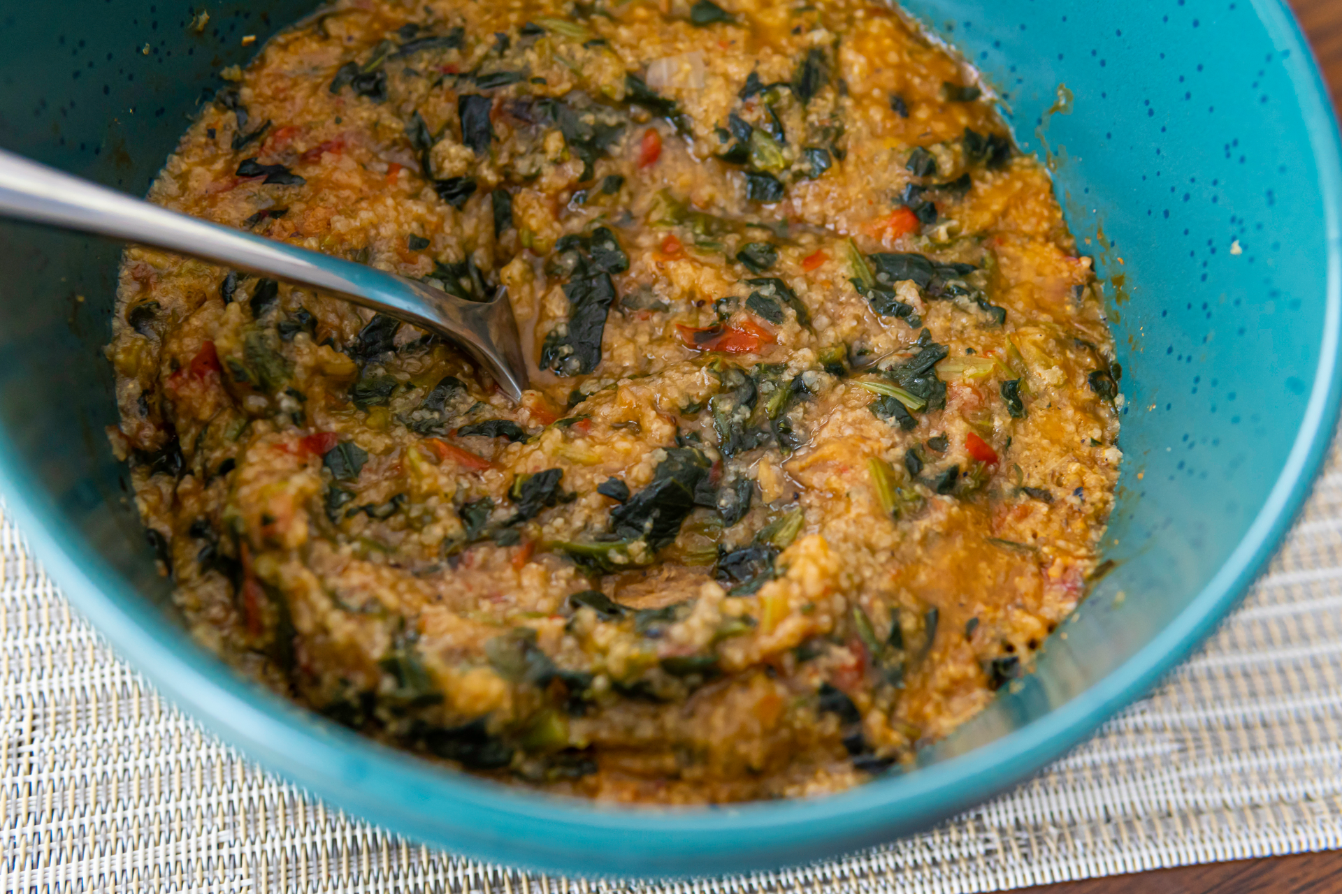Nigerian Egusi Soup with Spinach and Melon Seeds
