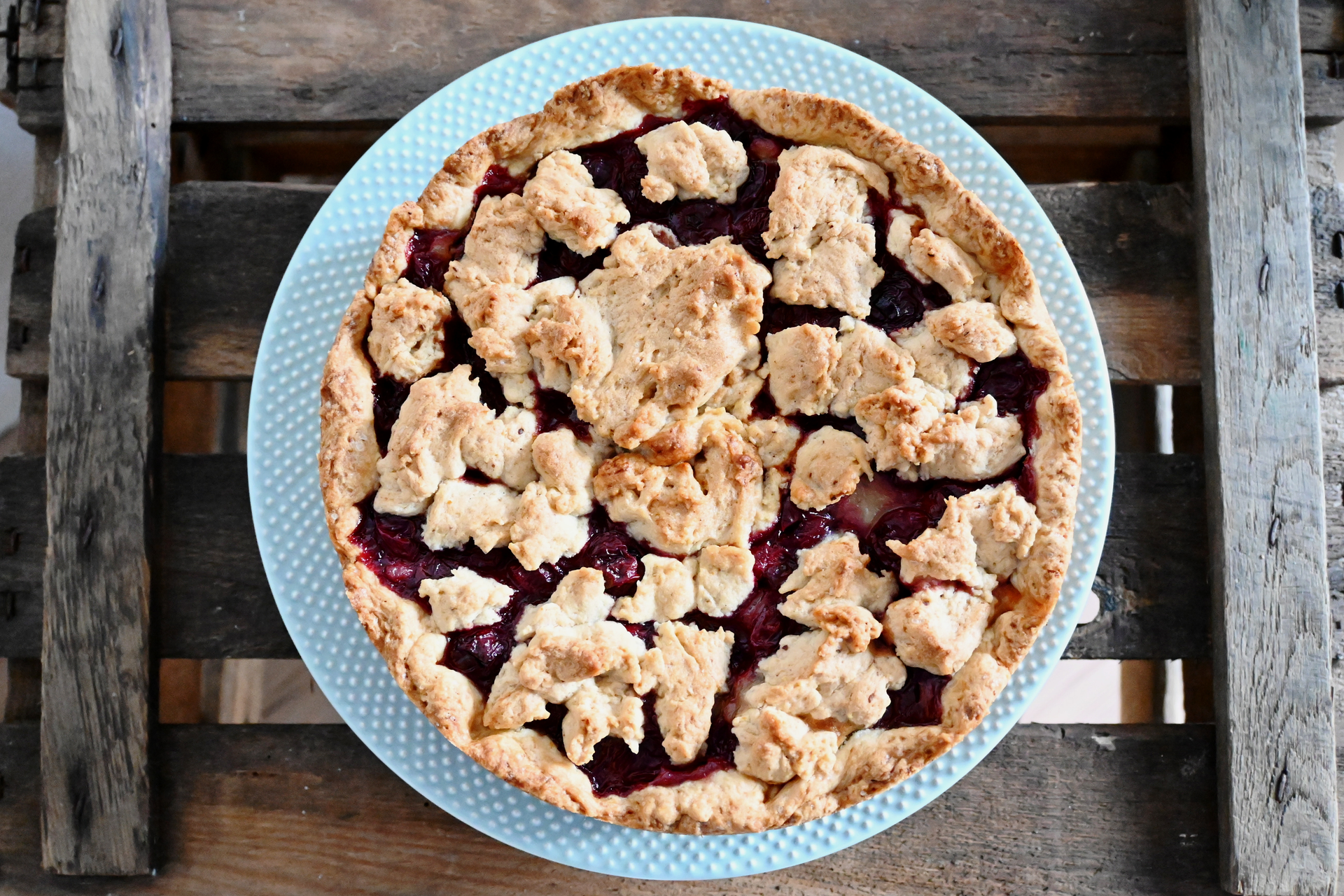 Norwegian Cloudberry Tart with Almond Crumble