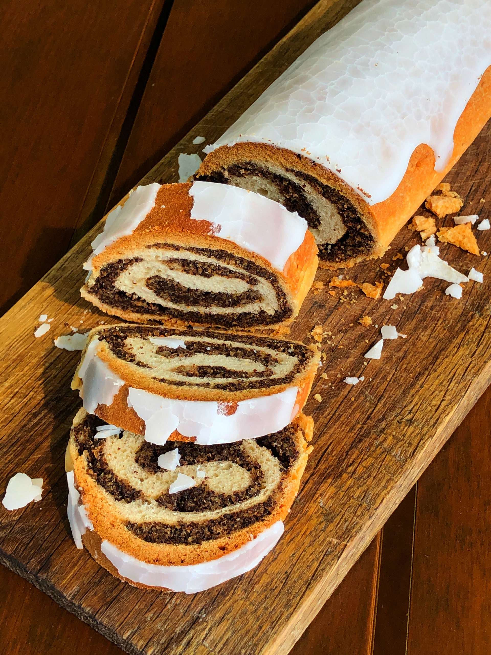 Nutty Polish Poppy Seed Roll with Lemon Icing