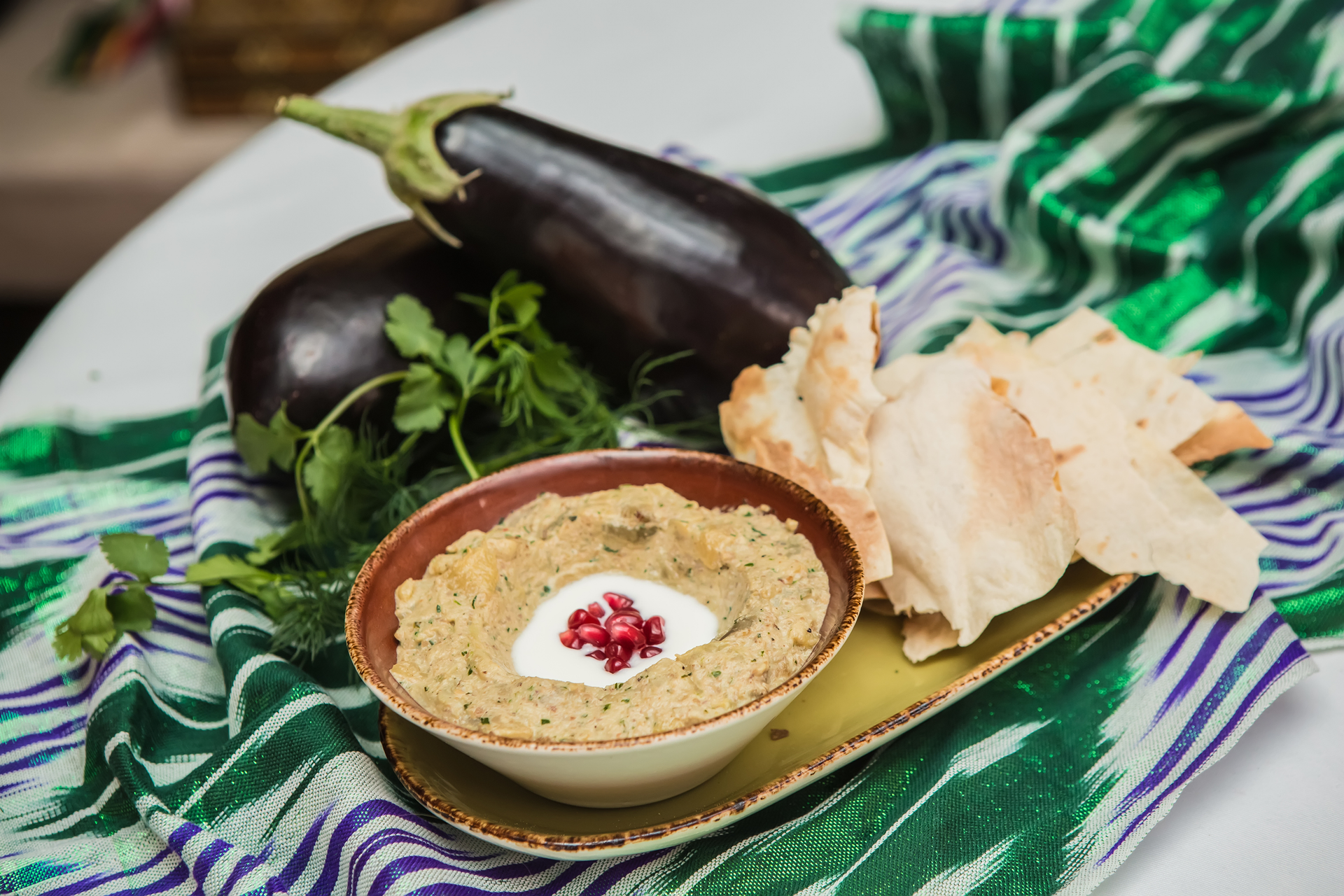Palestinian Maqluba with Eggplant and Yogurt Sauce