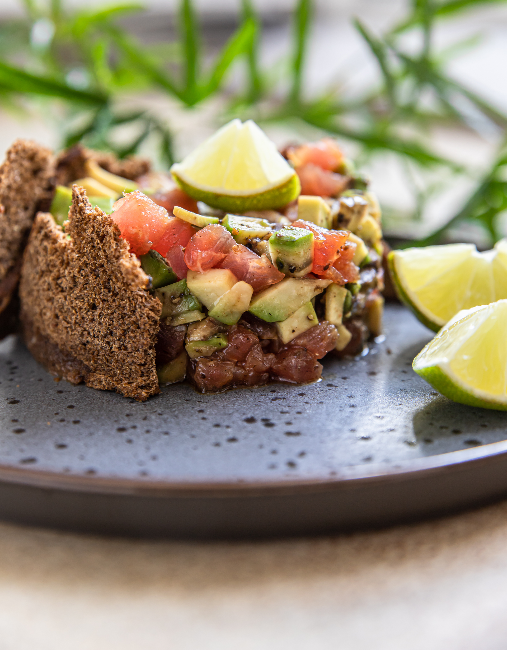 Peruvian Avocado Lime Tartare with Quinoa Crisps