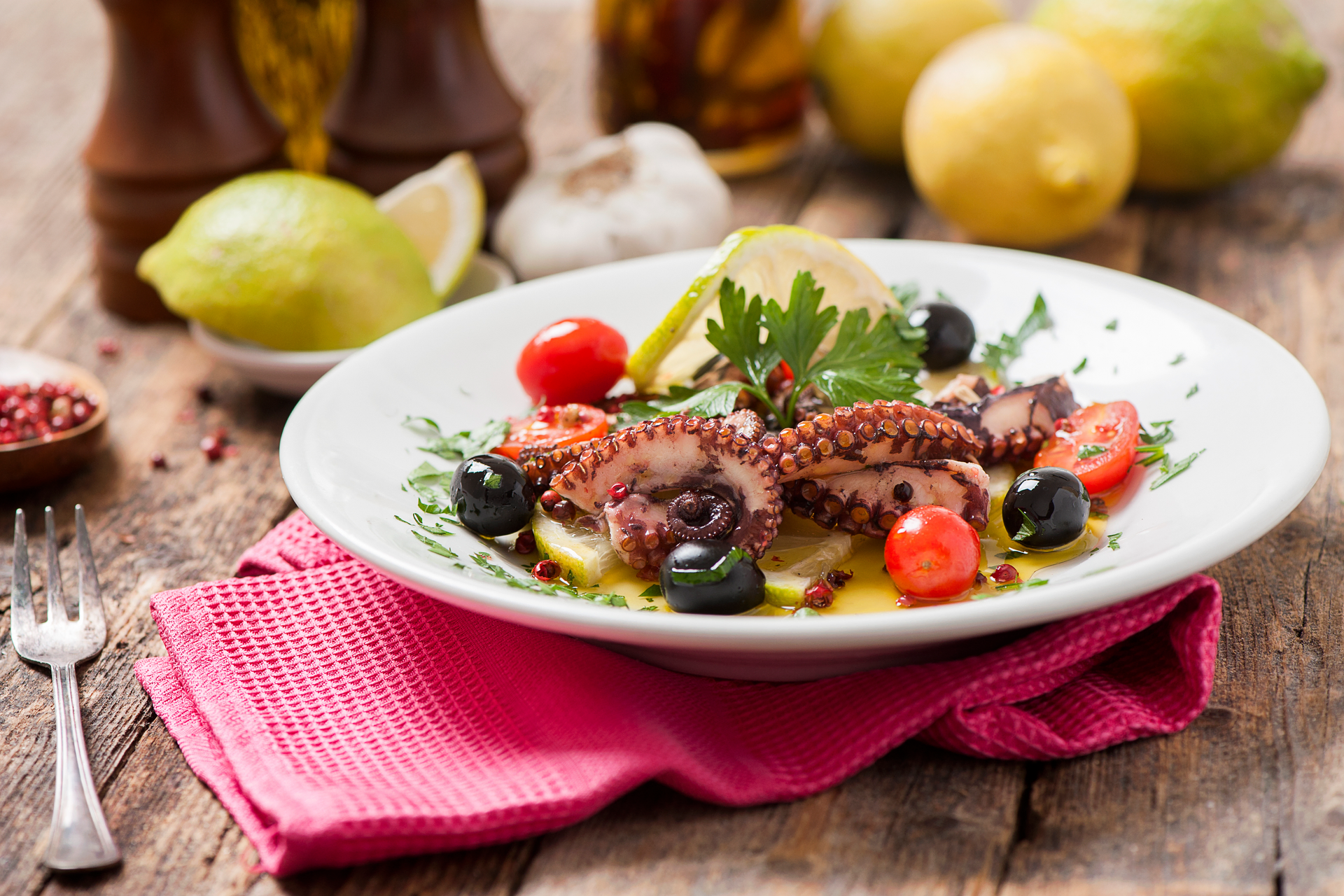 Portuguese Marinated Octopus Salad with Olives and Capers