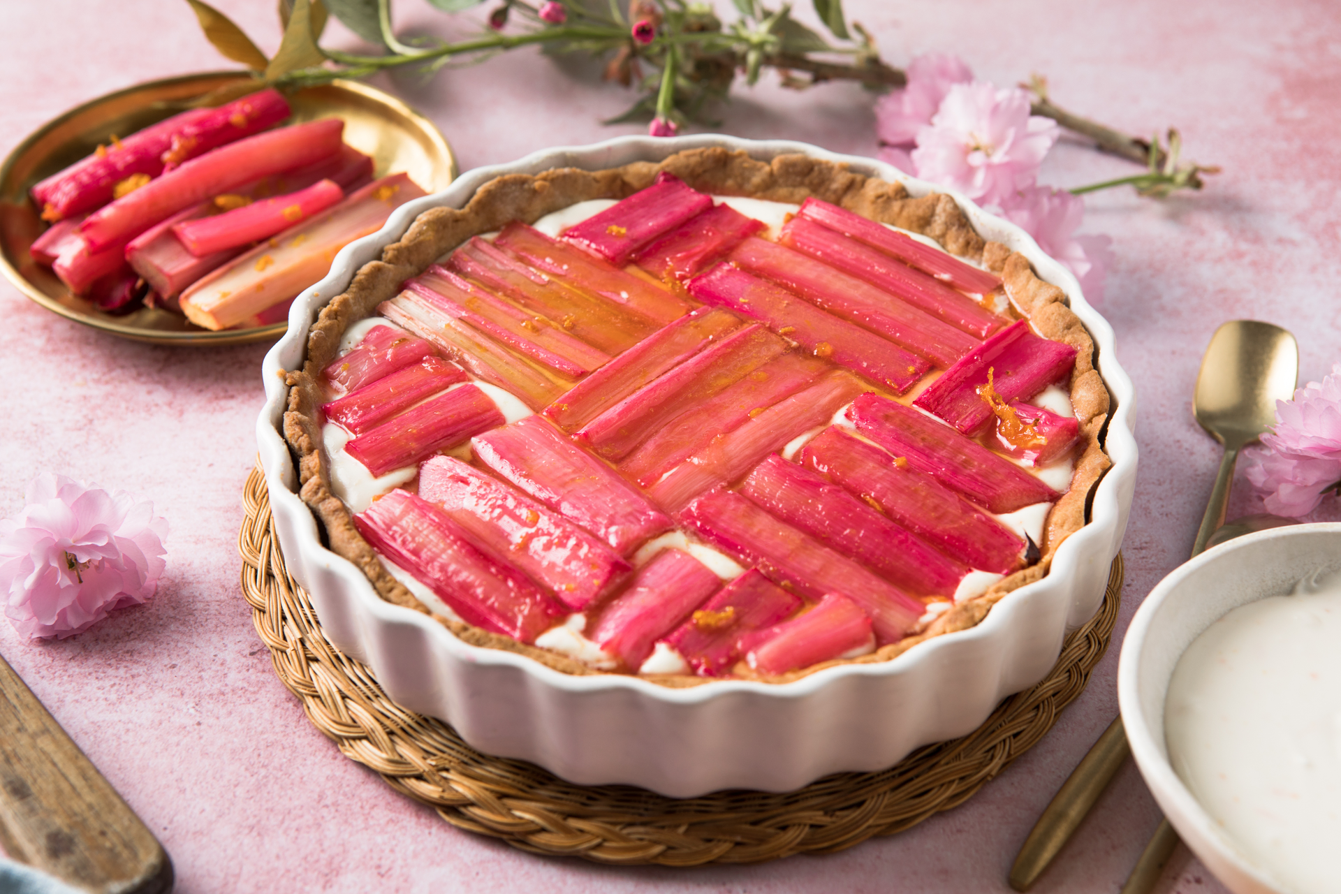 Rhubarb and Strawberry Tarte with Almond Crust