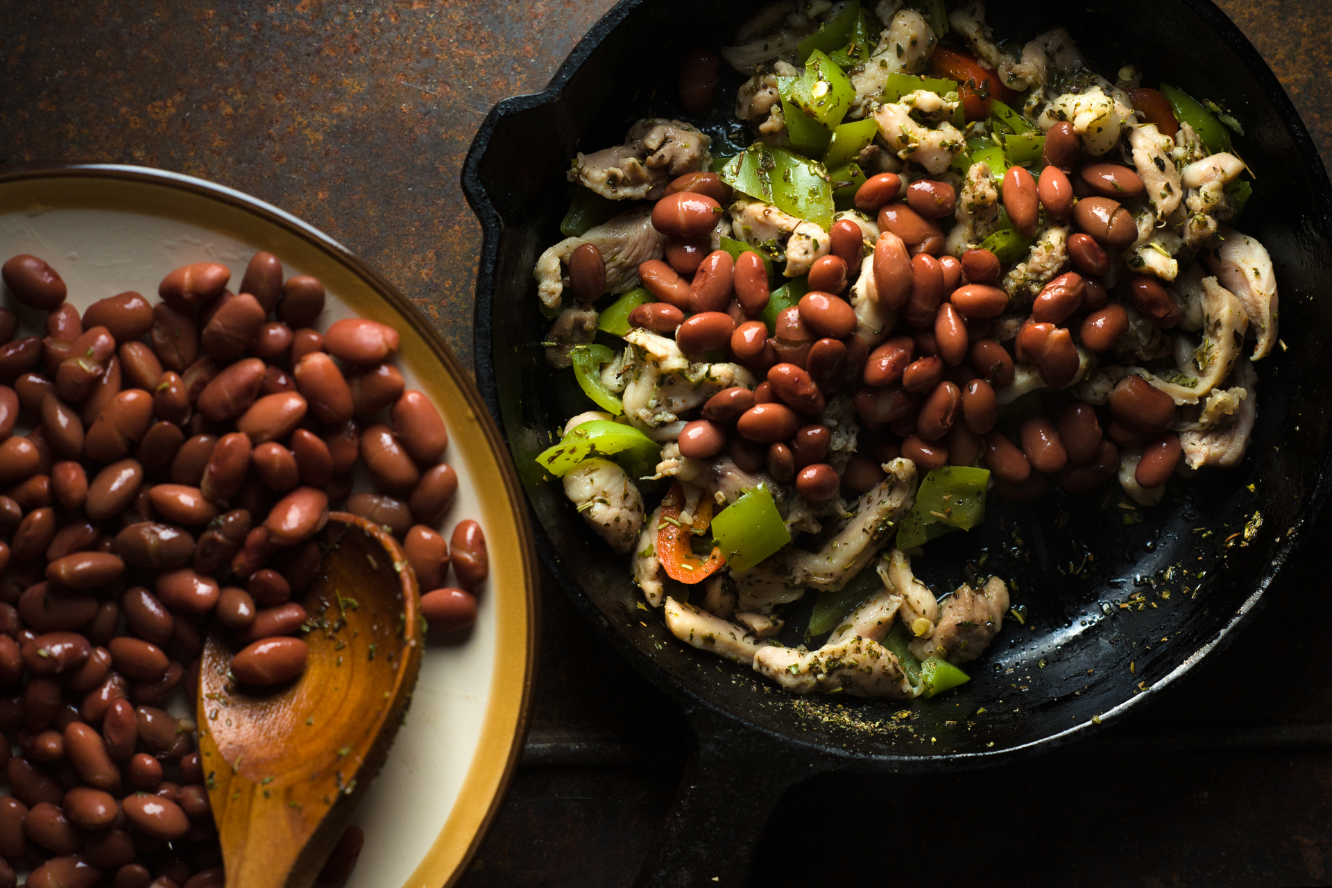 Rustic Brazilian Feijão Tropeiro with Bacon and Collards