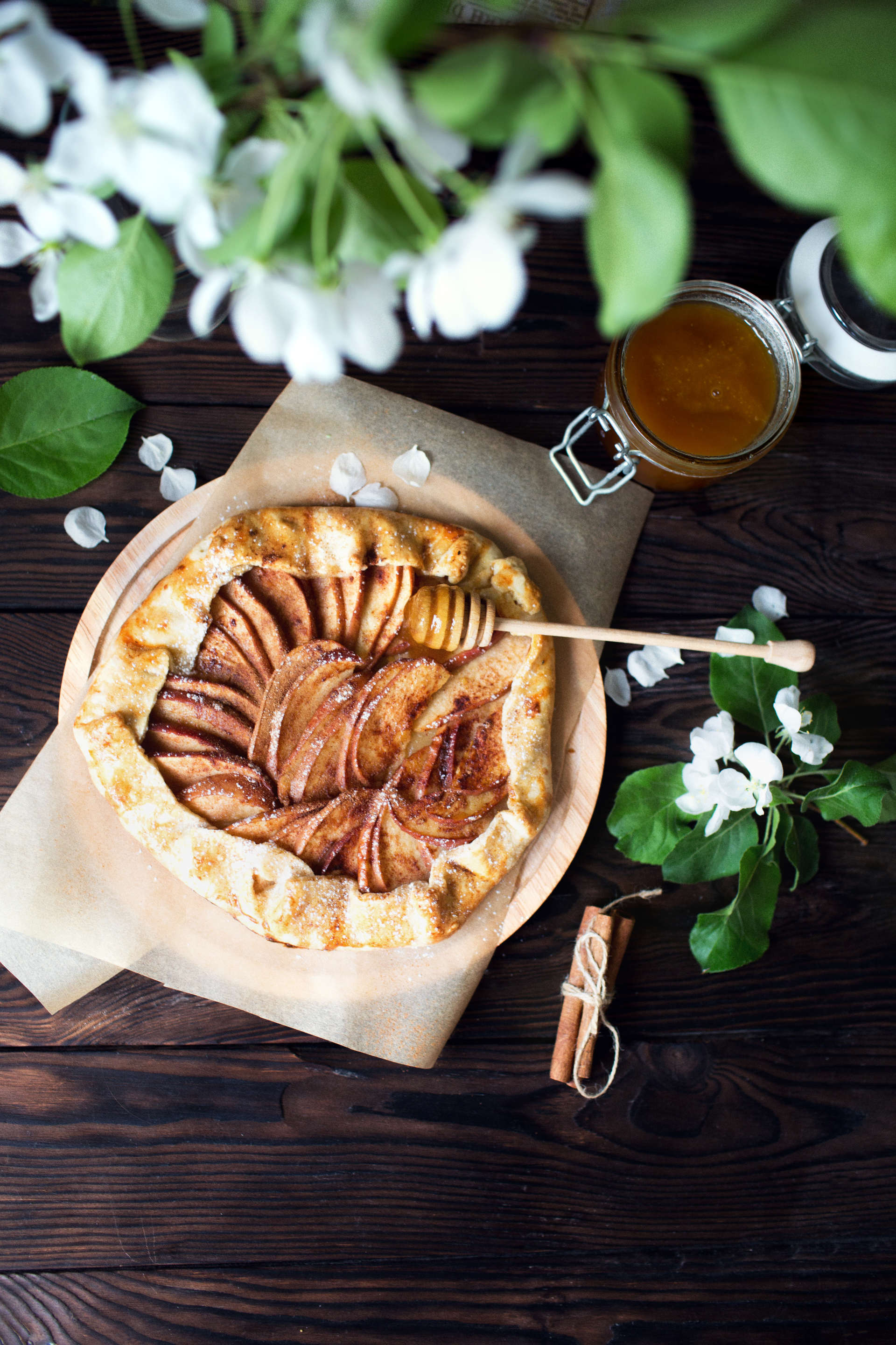 Rustic French Apple Tart with Lavender Honey Drizzle