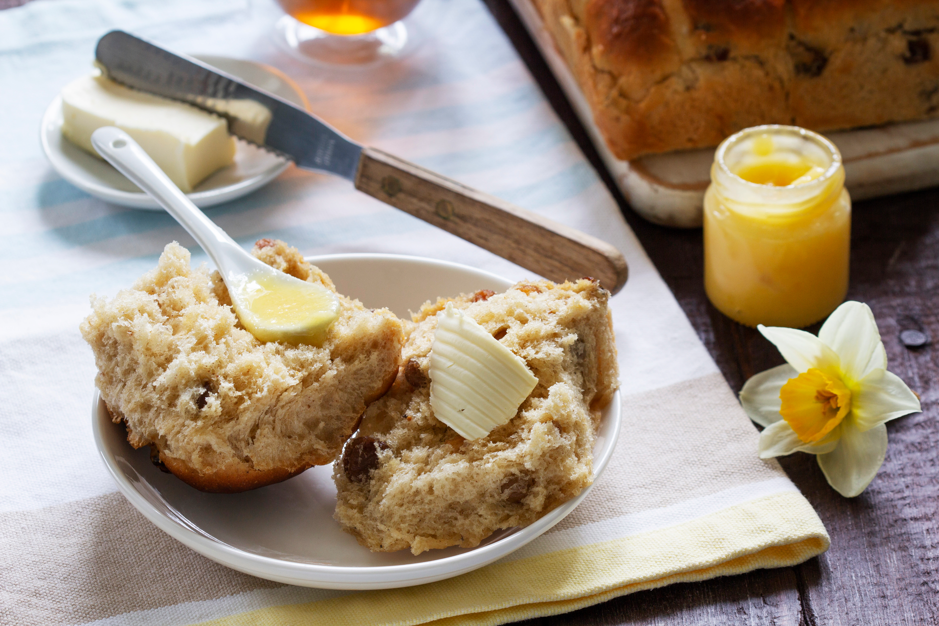 Rustic Irish Brown Bread with Butter and Jam