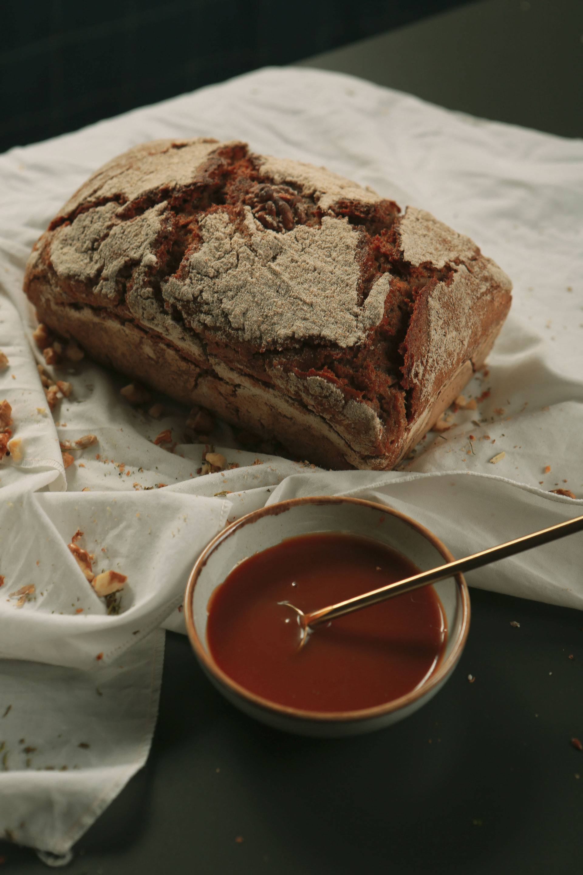 Rustic Irish Guinness Brown Bread with Honey Butter