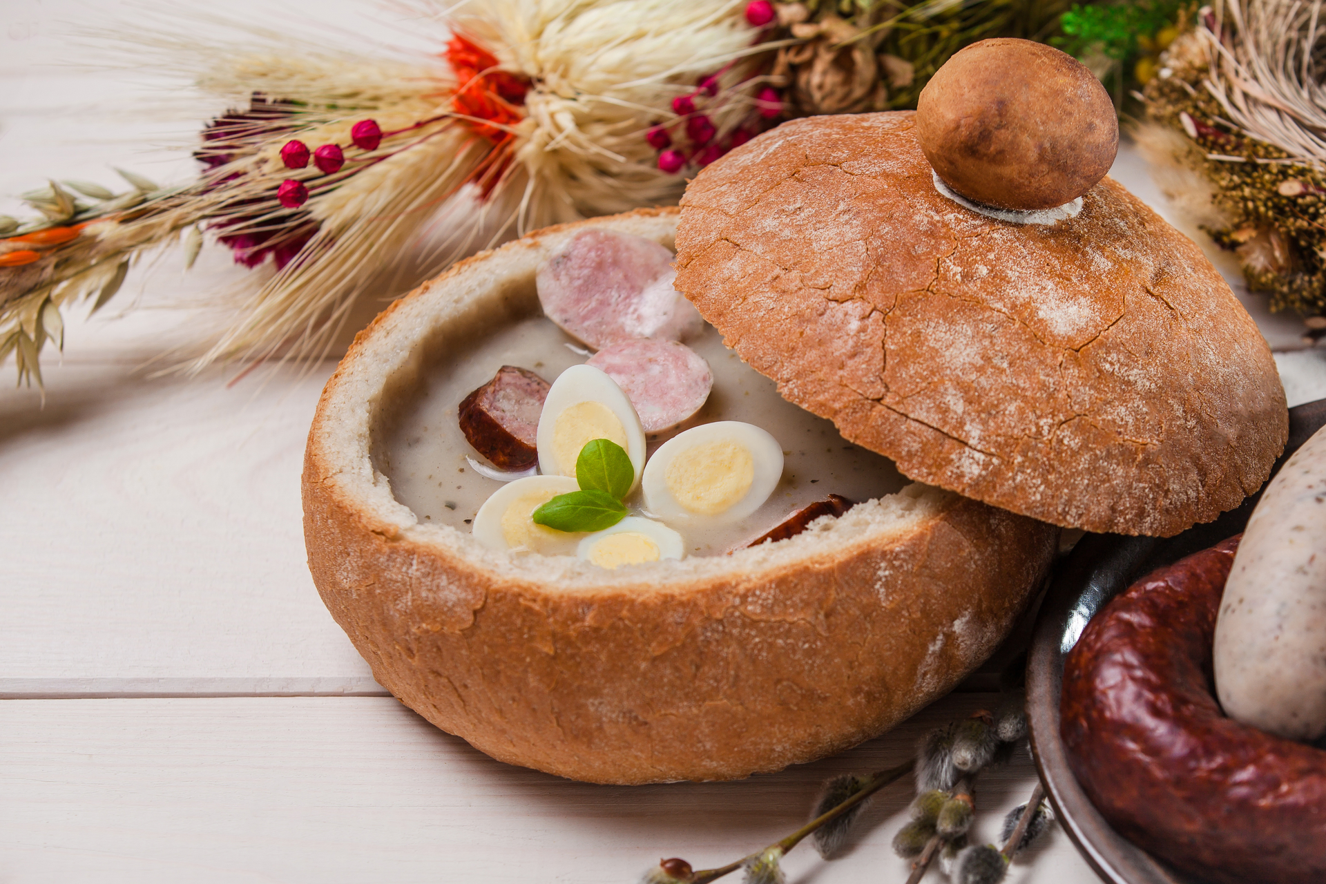 Rustic Polish Żurek with Sourdough and Sausages