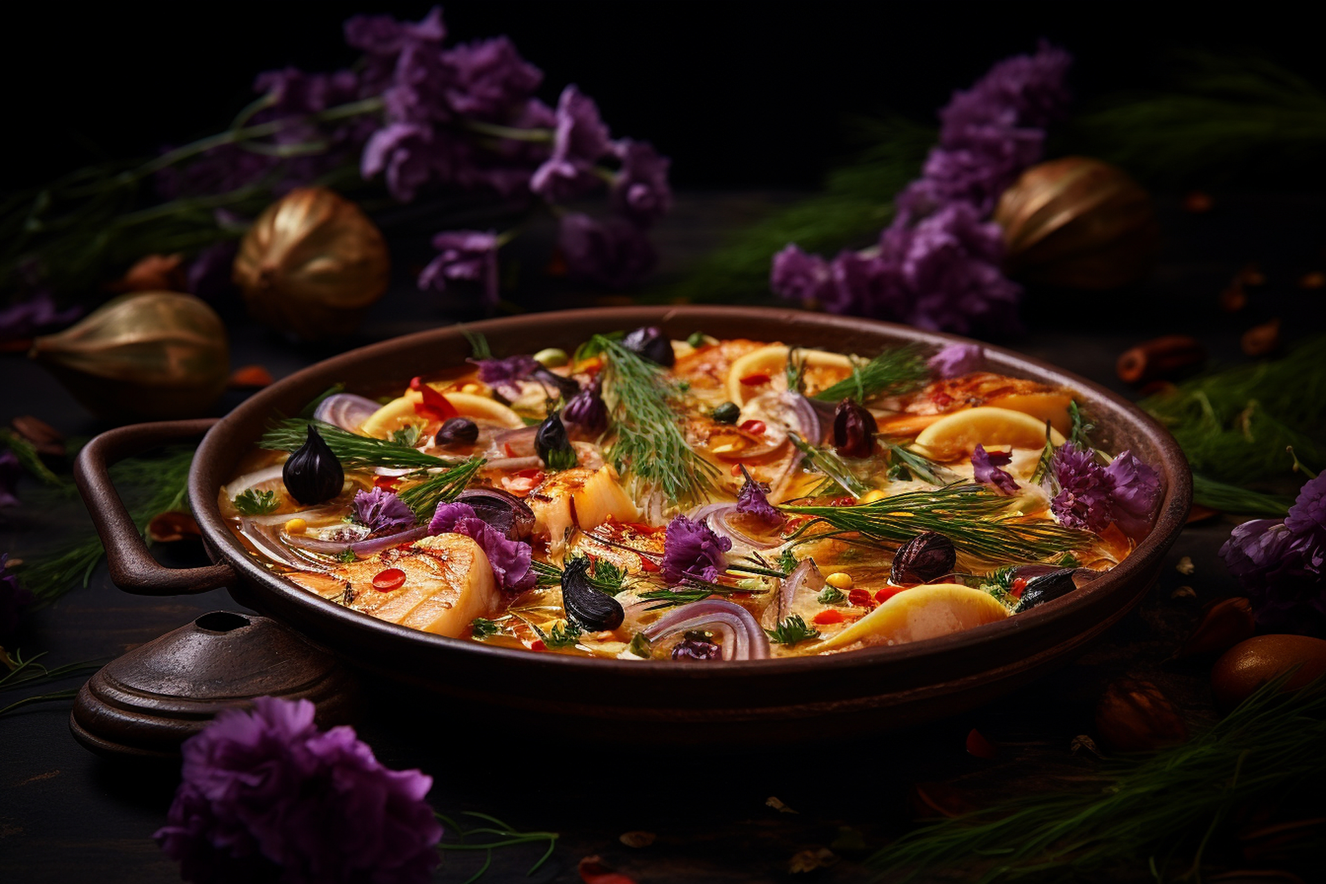 Rustic Provençal Ratatouille Bisque with Lavender Essence