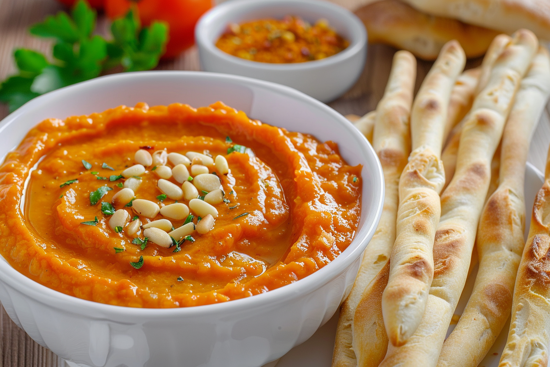 Saffron-Infused Egyptian Red Lentil and Garbanzo Tahini Dip