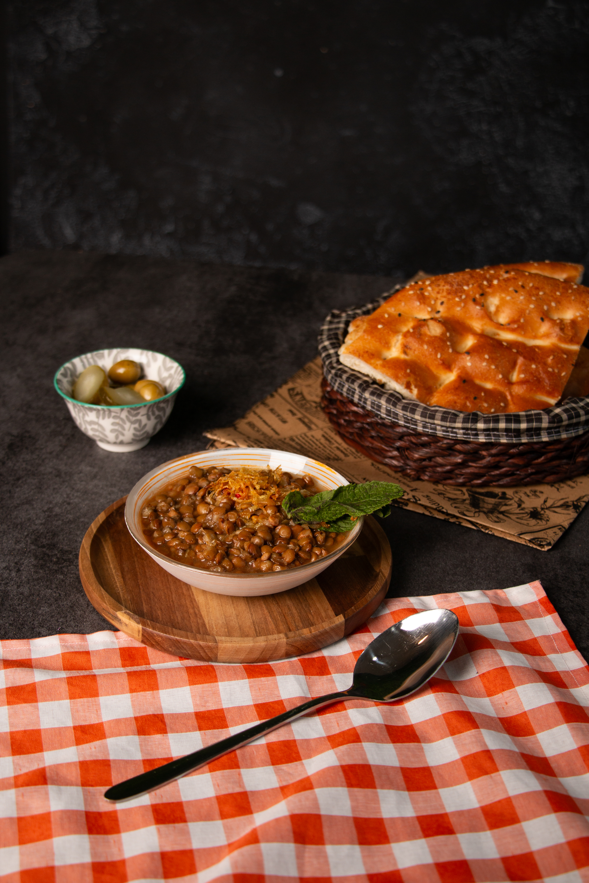 Savory Egyptian Koshari Pie with Lentil and Tomato Layers