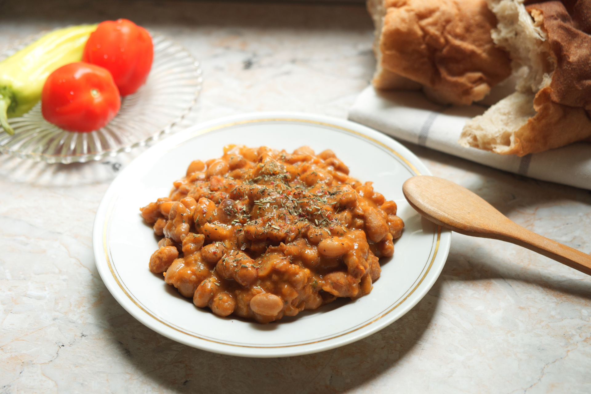 Savory Greek Fasolada with Garlic Bread Crumbles