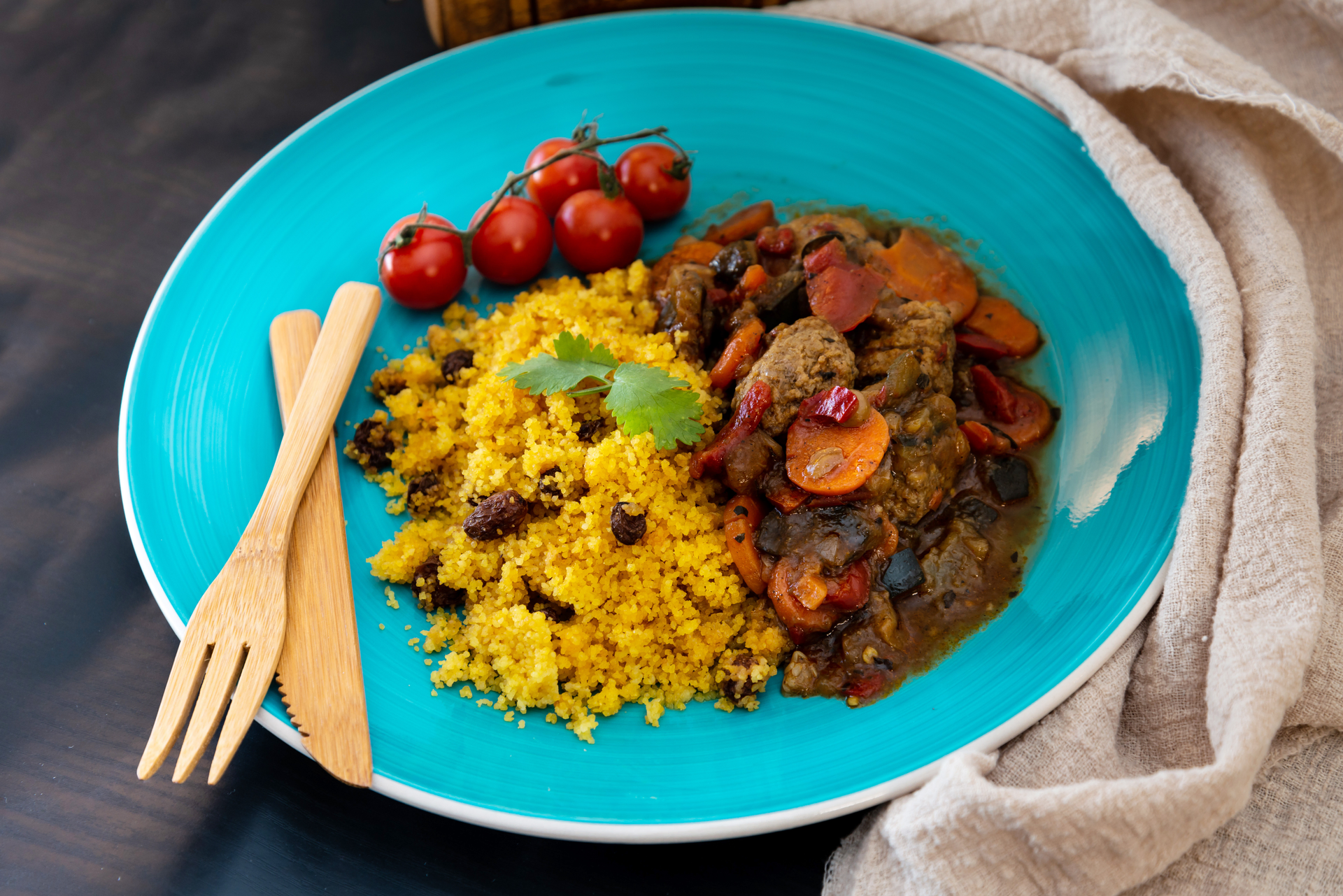 Senegalese Mafé Gertie with Millet Couscous and Spinach Sauce