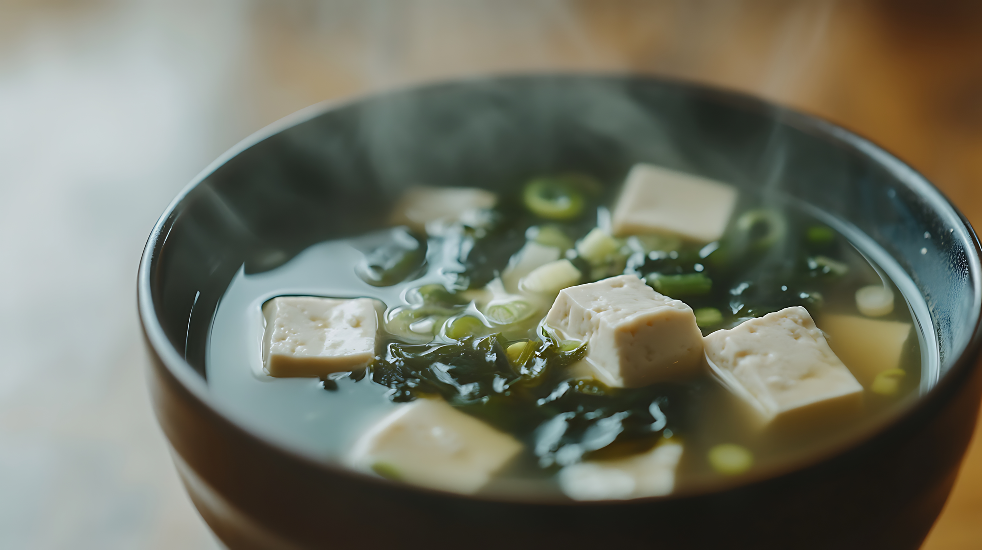 Silky Japanese Miso Soup with Seaweed and Tofu