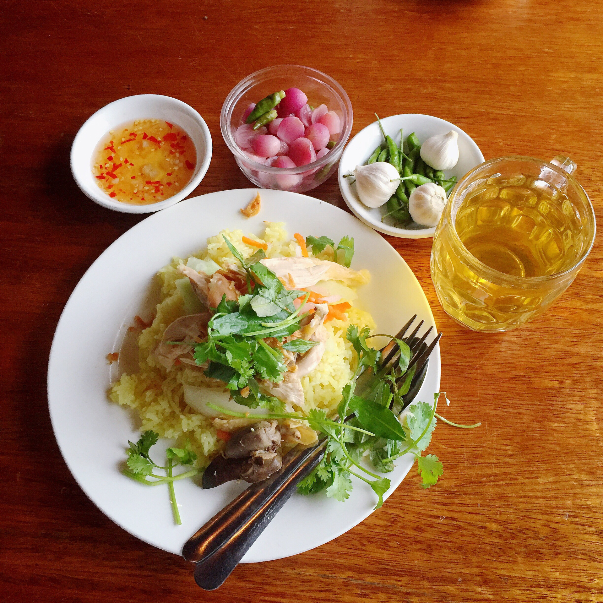 Silky Laos Khao Piak Sen with Fresh Herbs