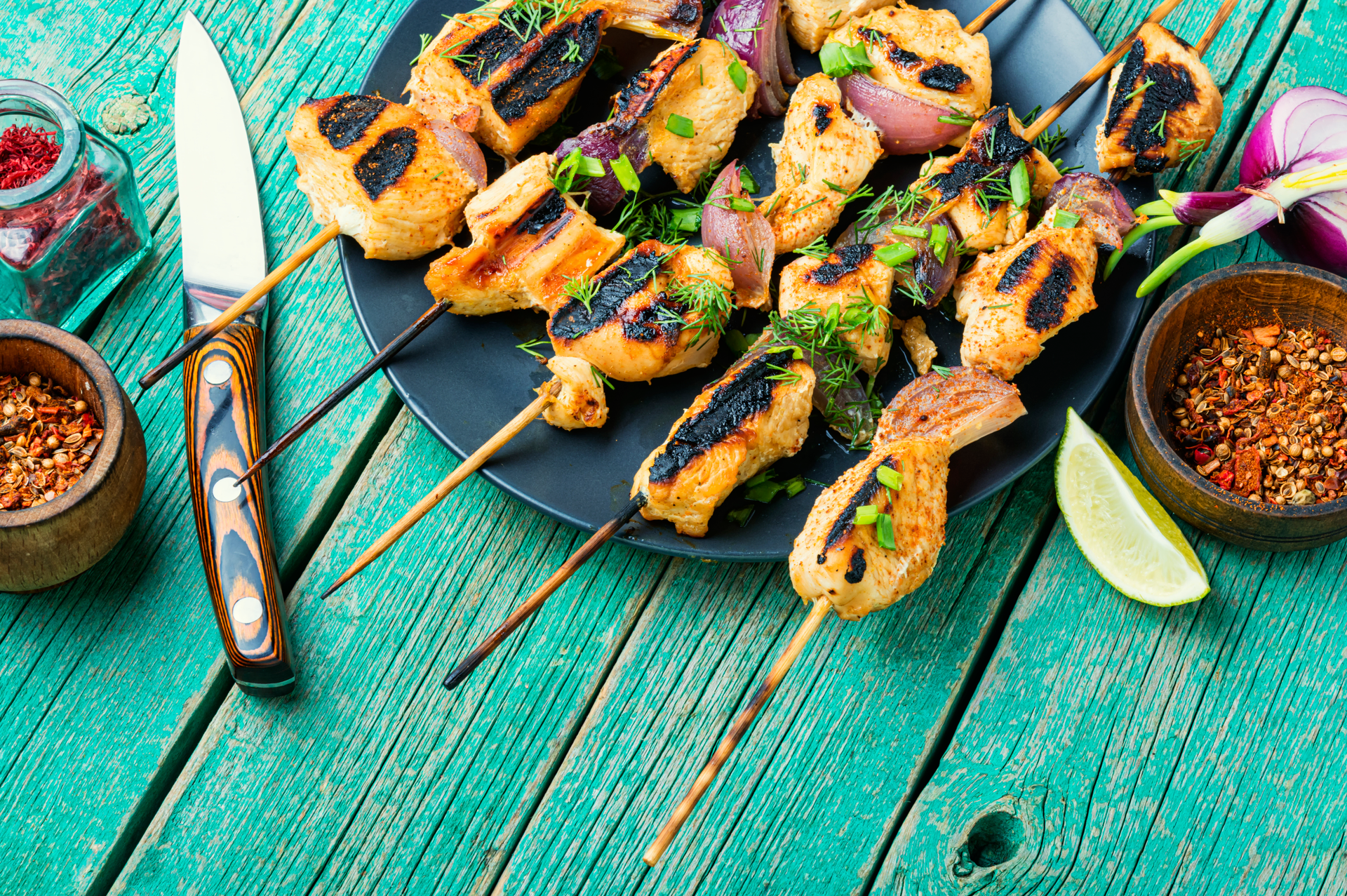 Sizzling Peruvian Anticucho Skewers with Chimichurri
