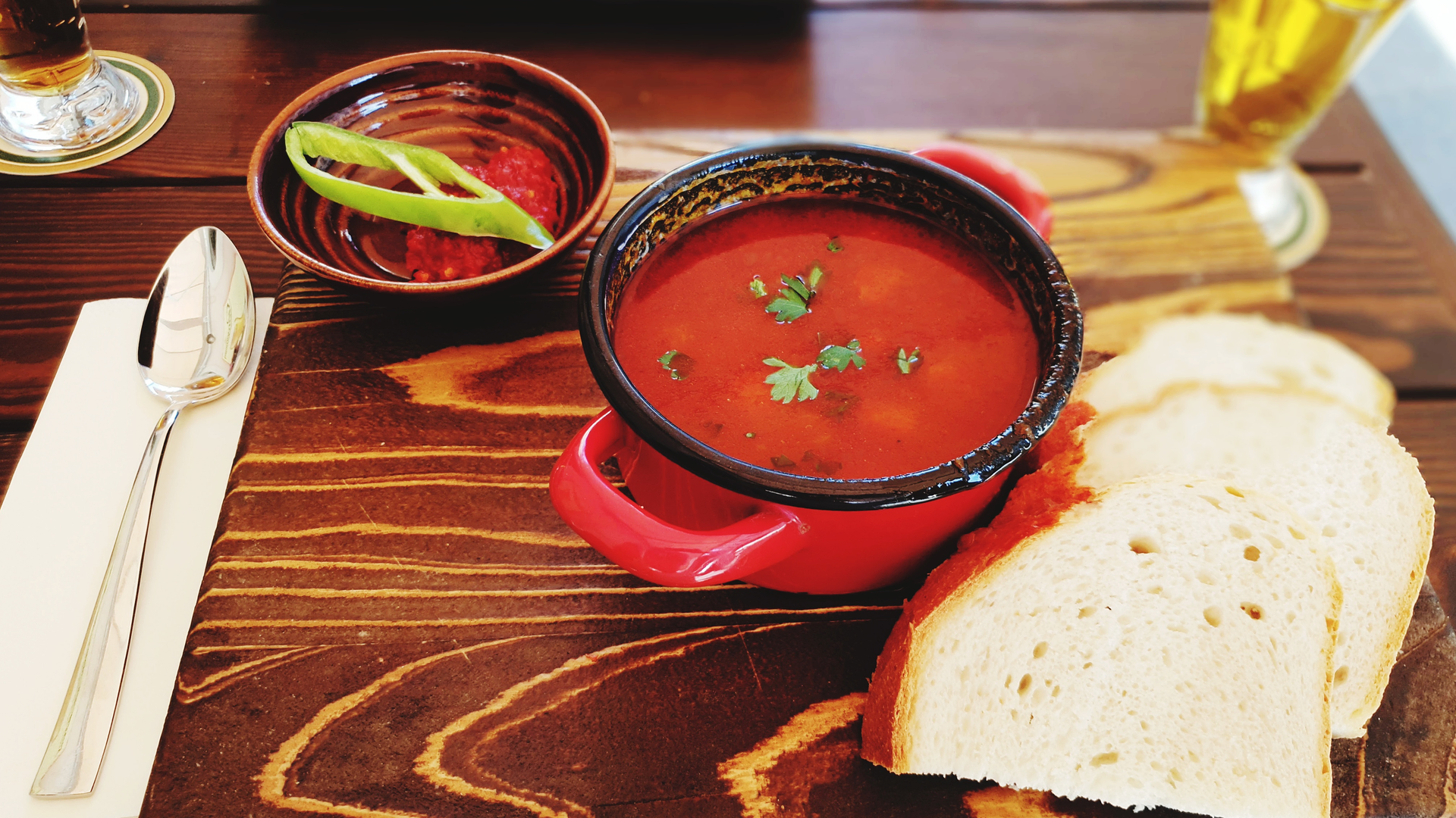 Smoky Andalusian Gazpacho with Roasted Red Peppers