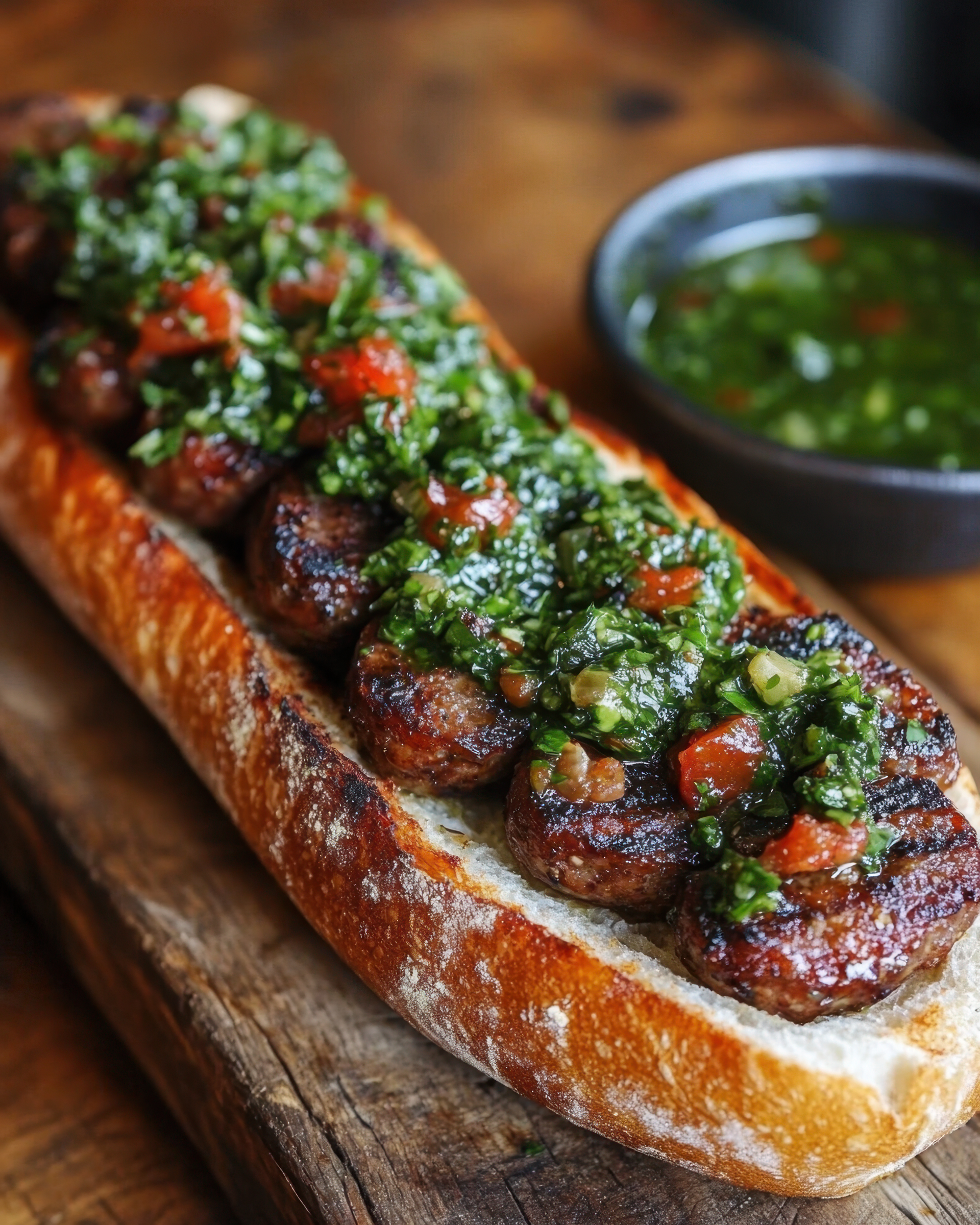 Smoky Argentinian Choripán with Chimichurri Sauce