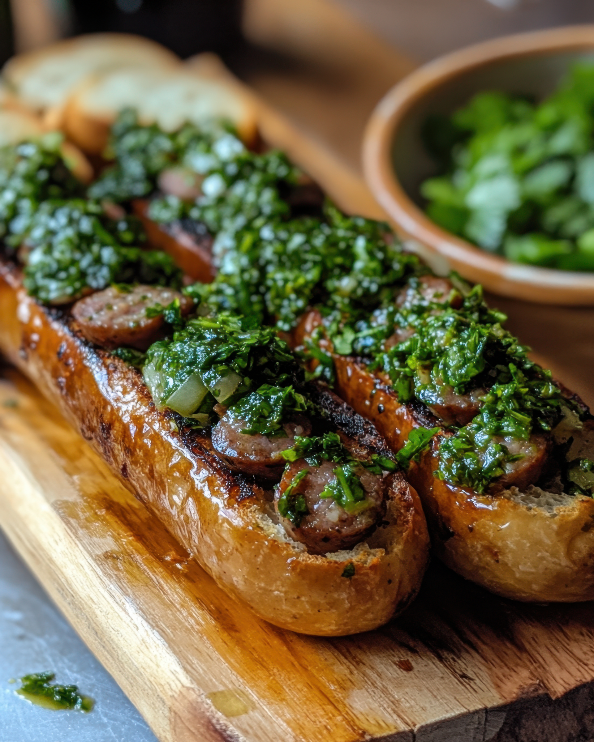 Smoky Argentinian Choripán with Chimichurri Sauce