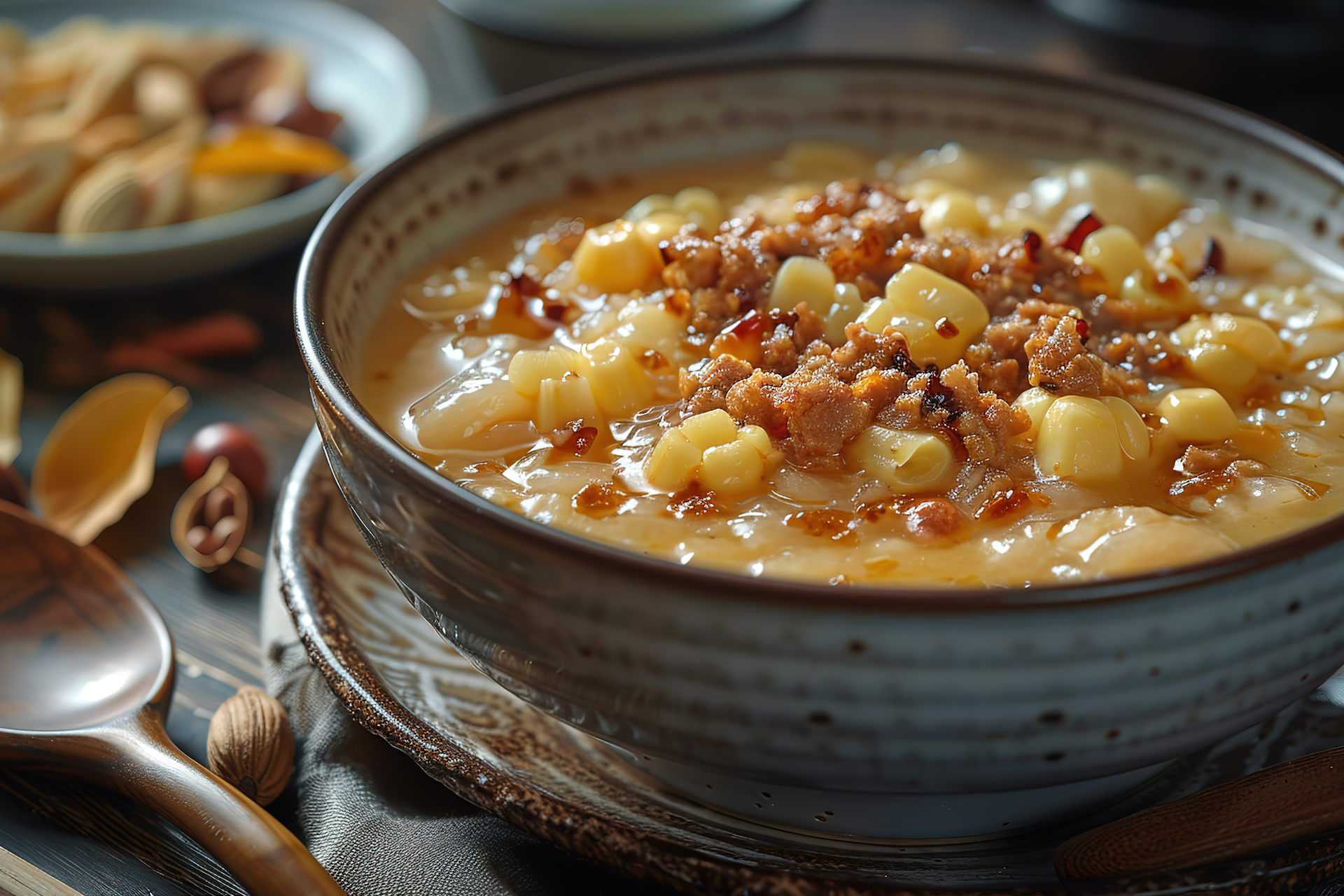 Smoky Bolivian Sopa de Mani with Peanut Garnish