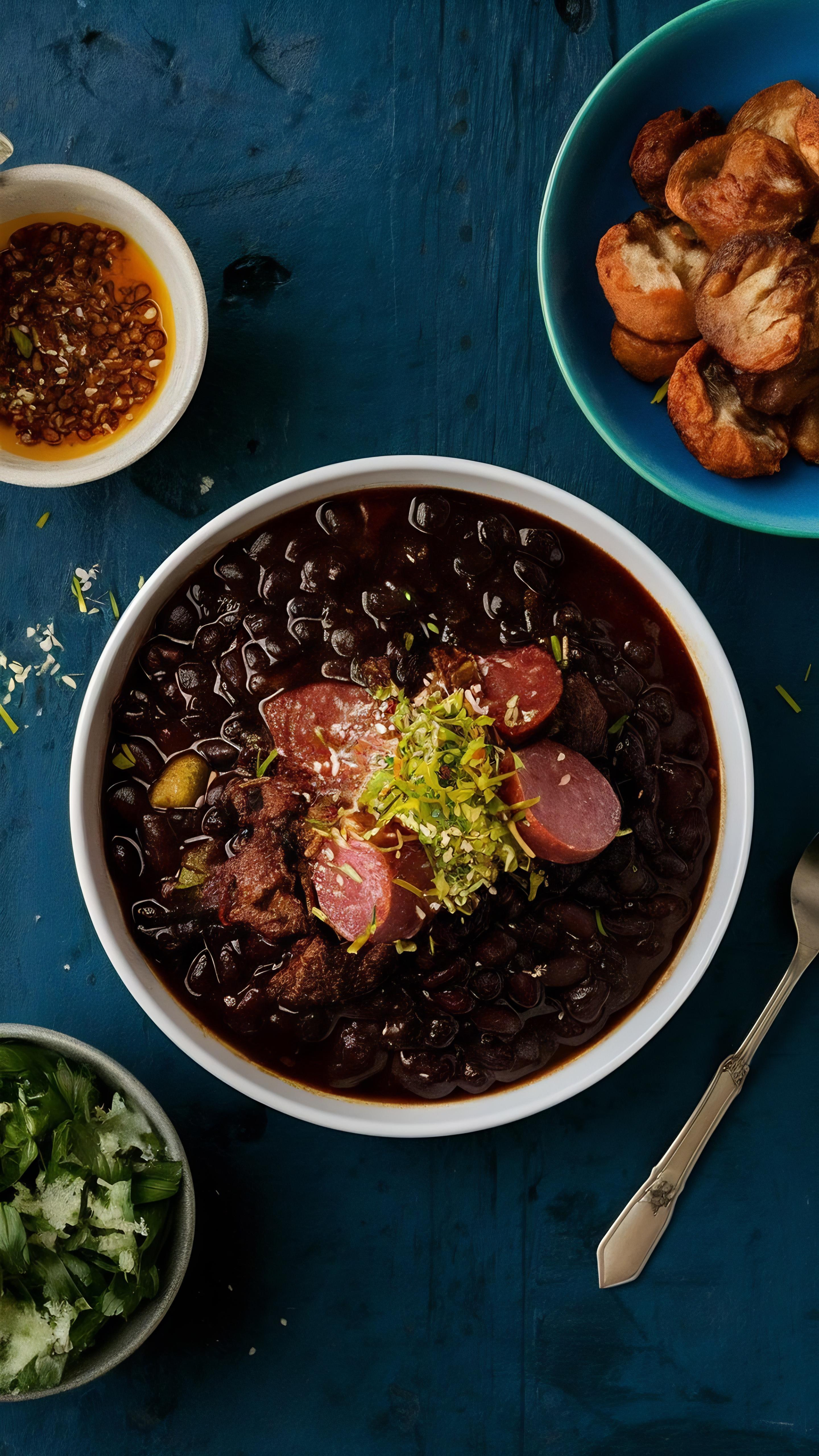 Smoky Brazilian Feijoada Bites with Black Bean Dip