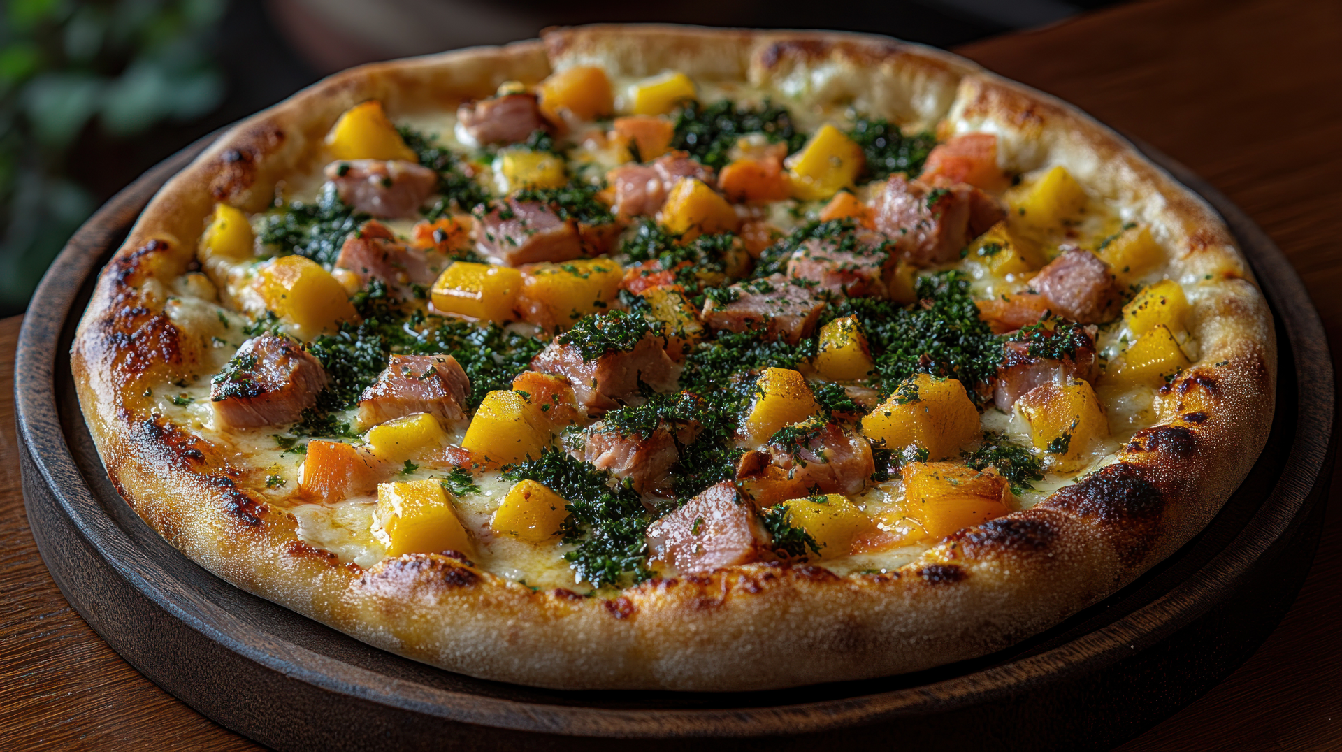 Smoky Brazilian Feijoada Pizza with Grilled Pineapple