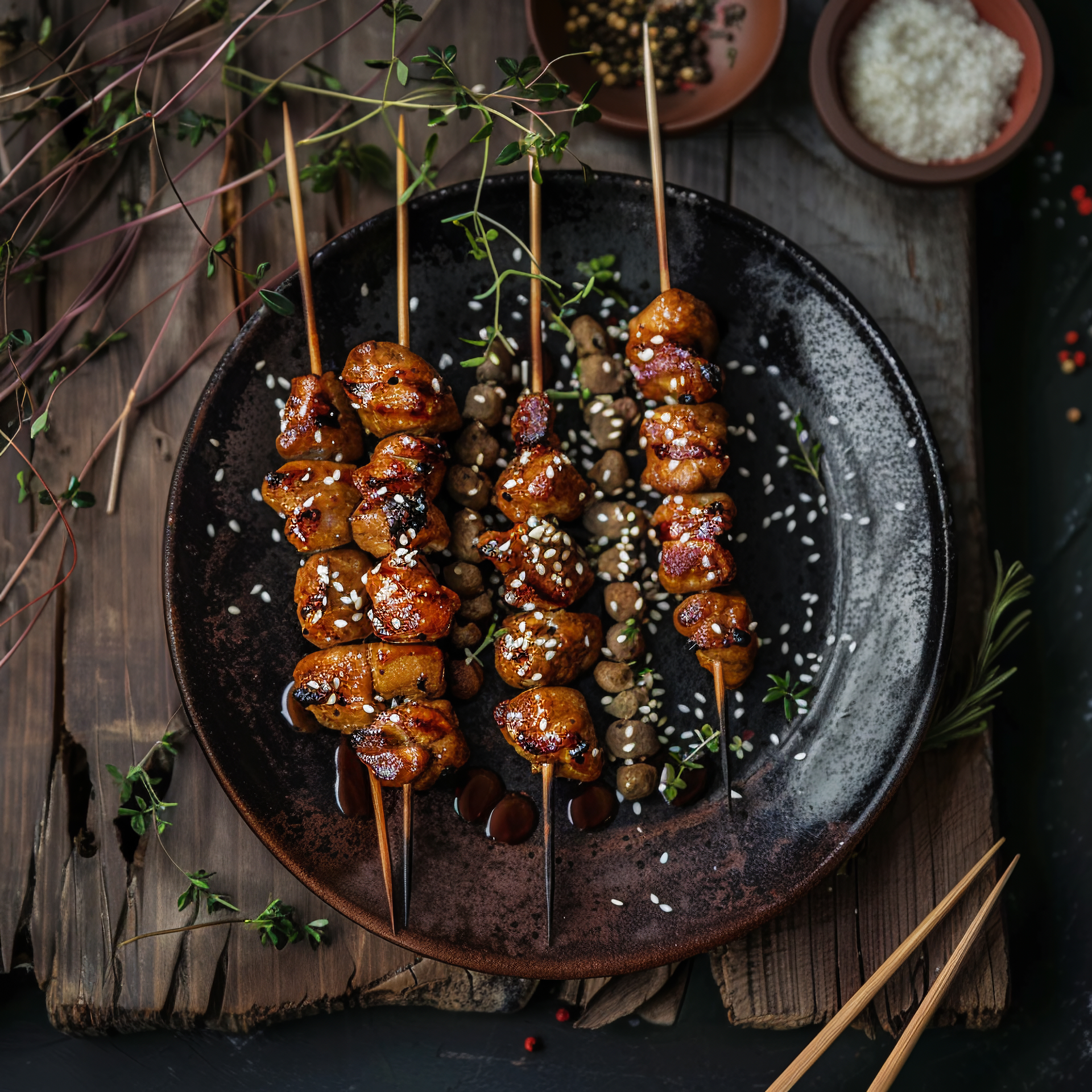 Smoky Korean Galbi BBQ Skewers with Sesame-Ginger Glaze