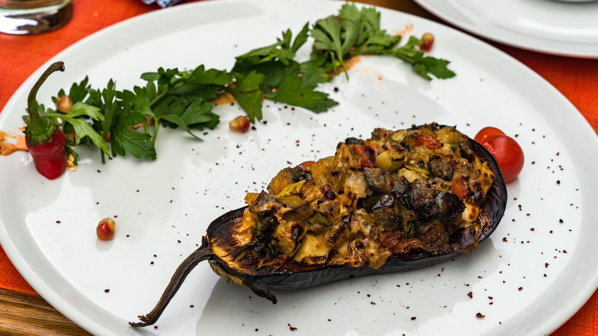 Smoky Moroccan Eggplant Zaalouk with Harissa Drizzle
