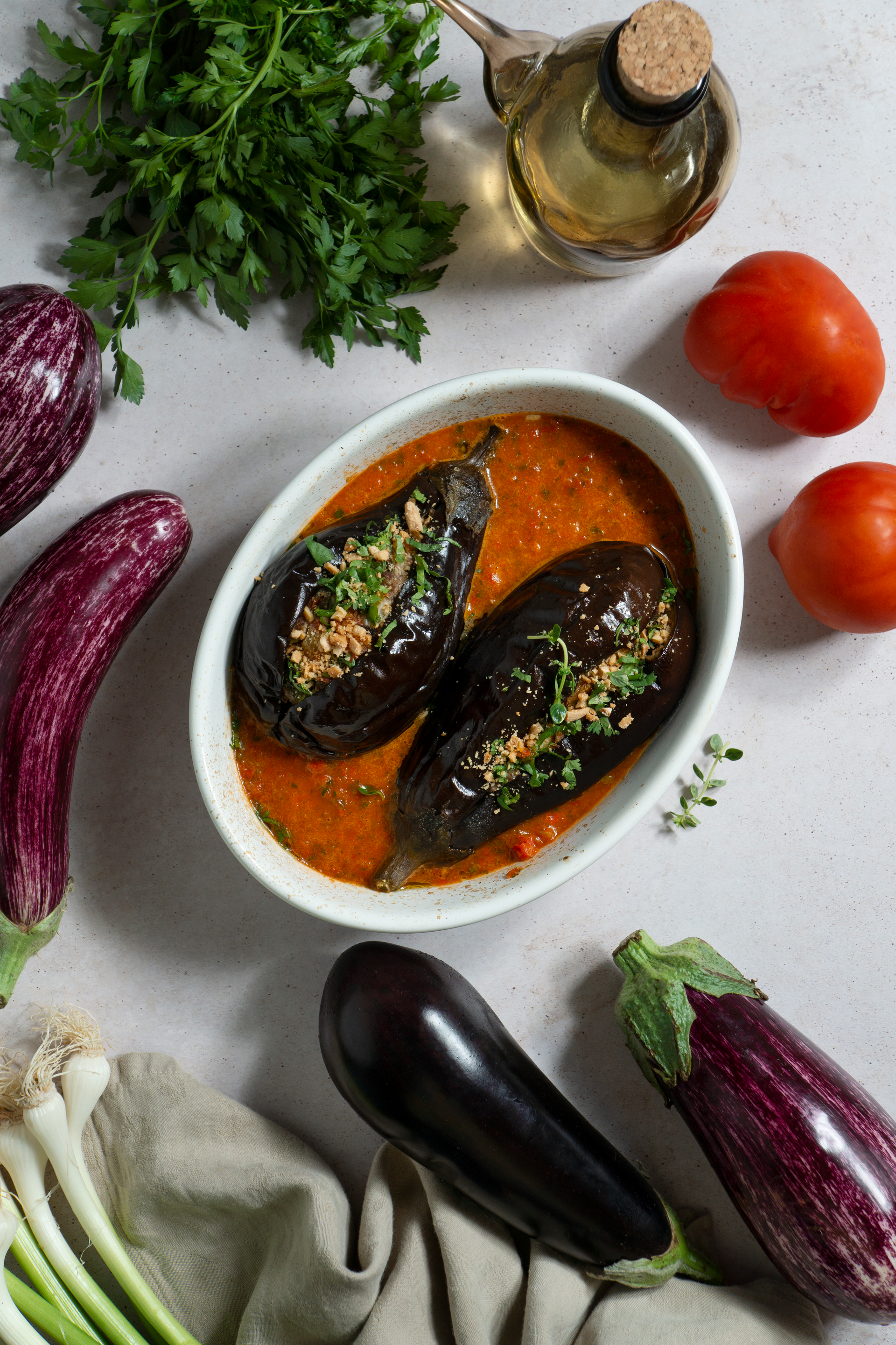 Smoky Moroccan Eggplant Zaalouk with Harissa Drizzle