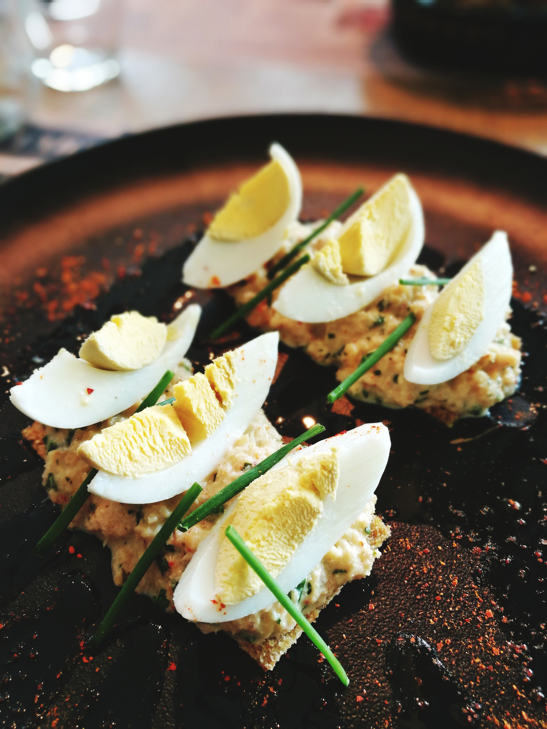 Smoky Peruvian Causa Santa Rosa with Quail Egg Garnish