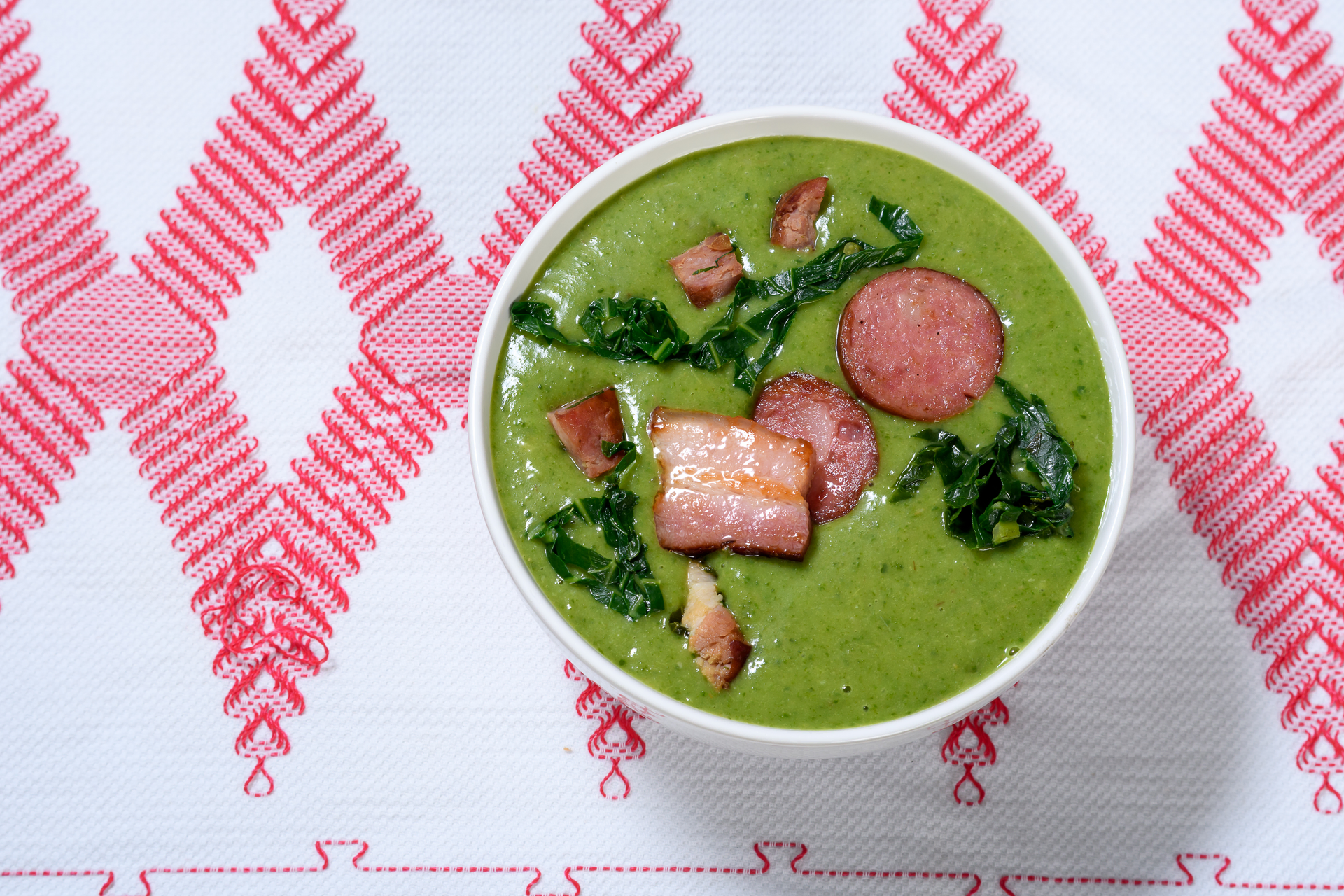Smoky Portuguese Caldo Verde with Chorizo and Kale