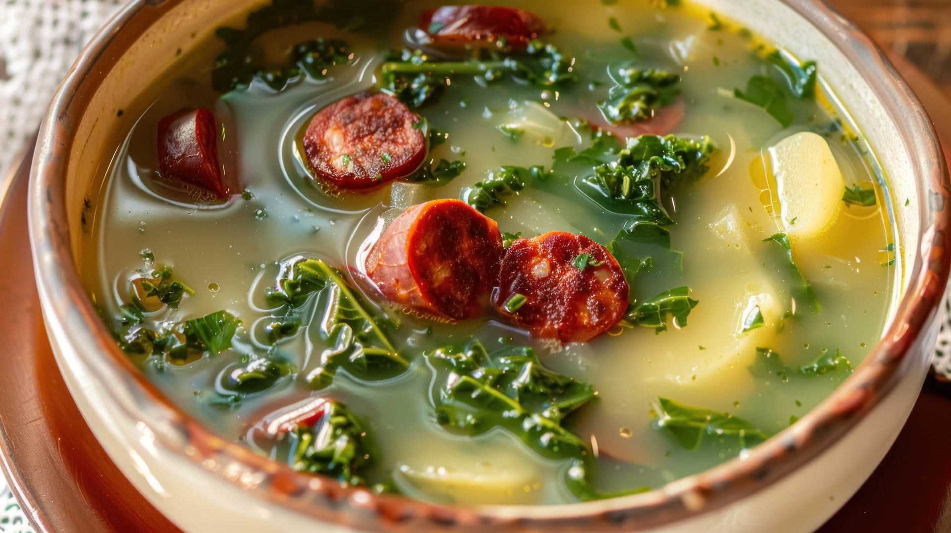 Smoky Portuguese Caldo Verde with Chorizo and Kale