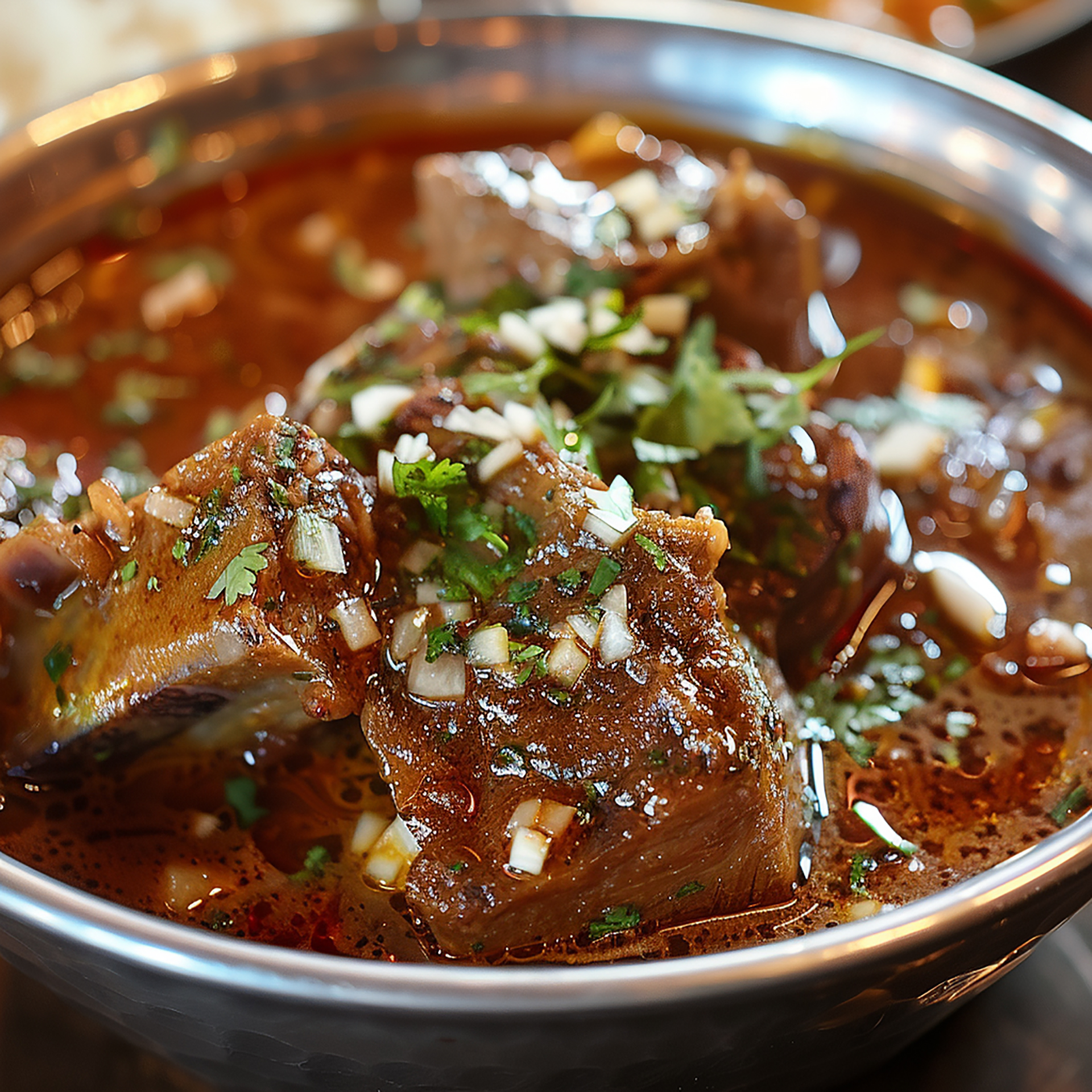 Spicy Caribbean Curry Goat with Scallions and Thyme