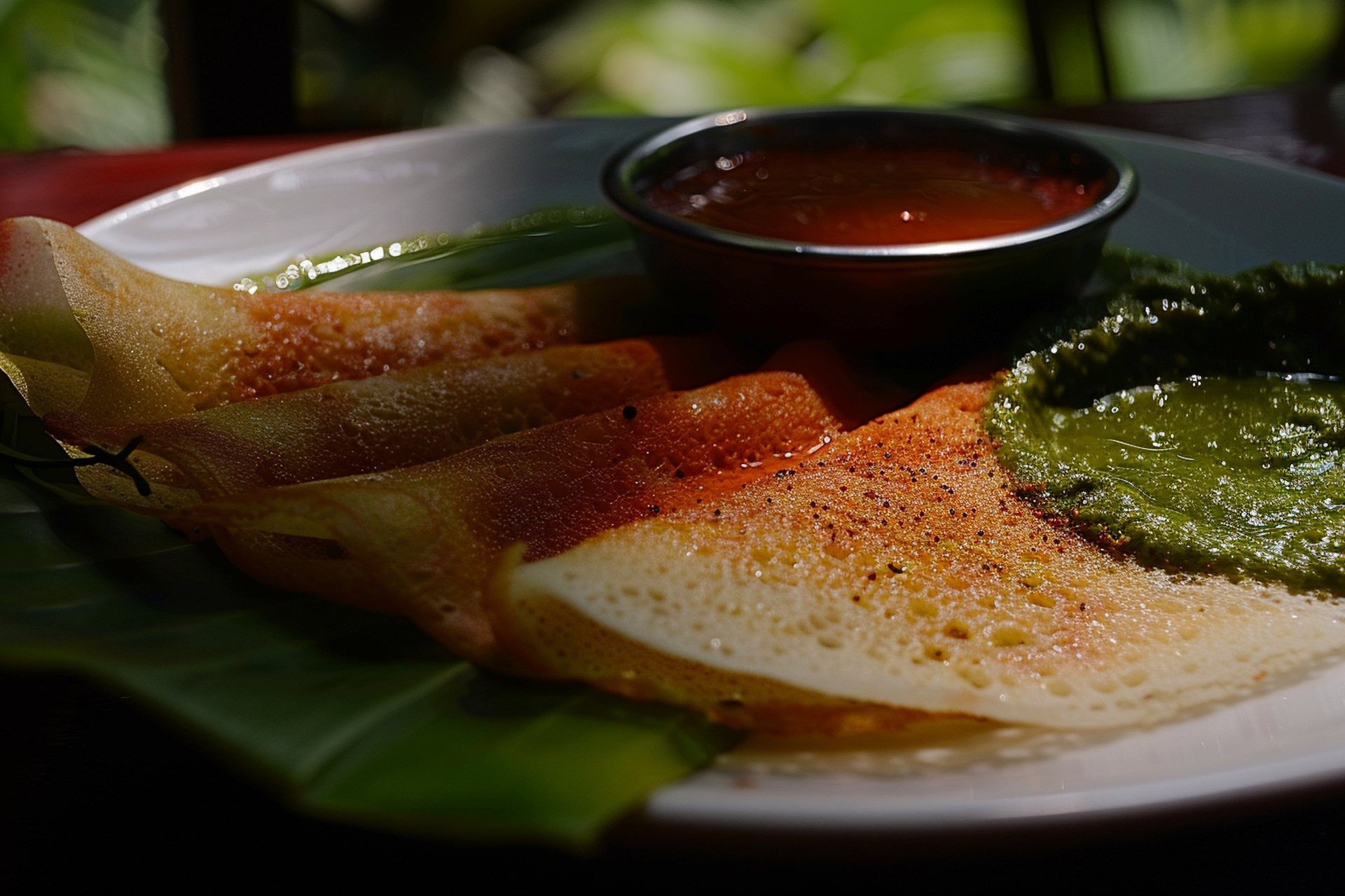 Spicy Chettinad Masala Dosa with Potato Filling and Coconut Chutney