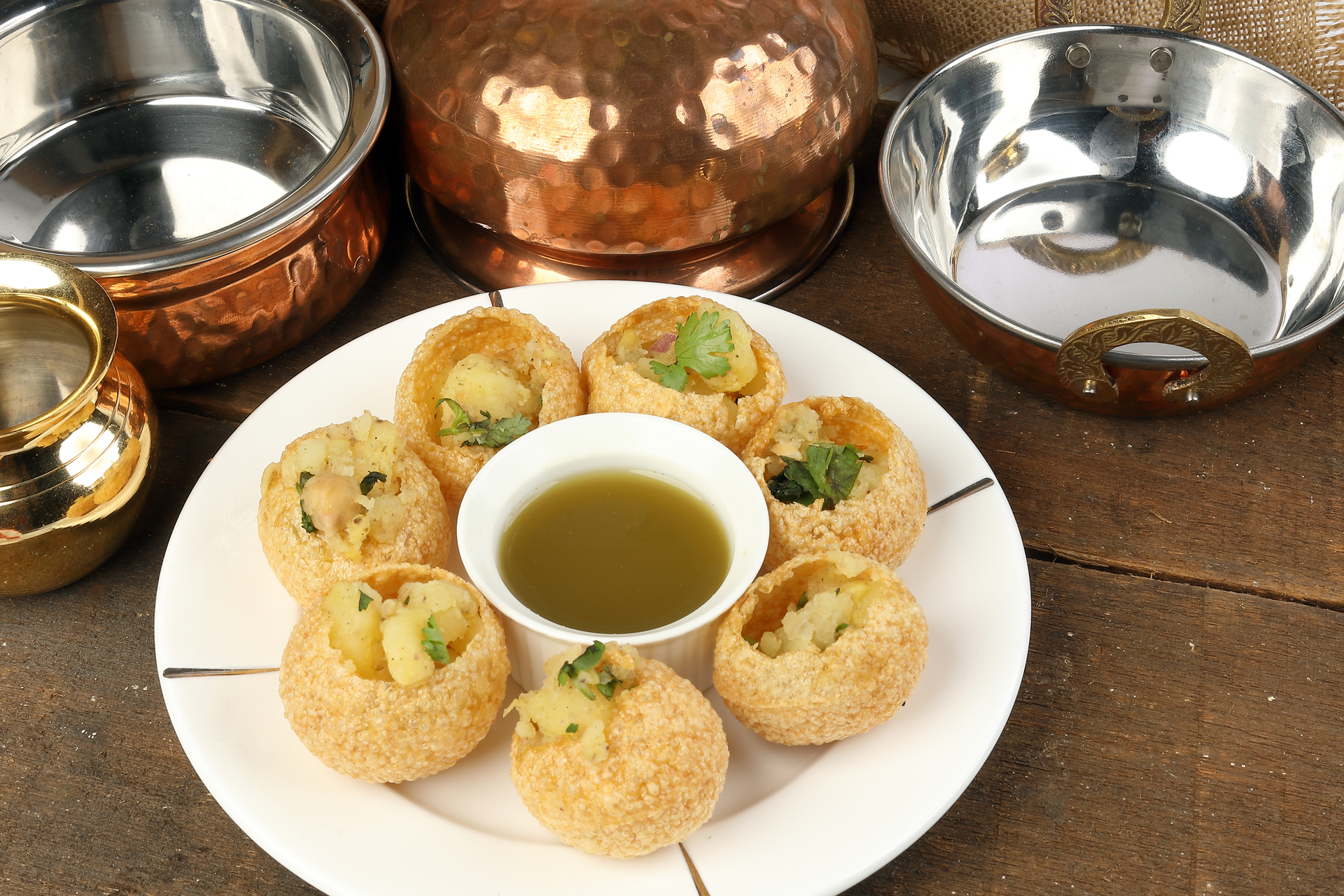 Spicy Indian Pani Puri with Tangy Tamarind Water