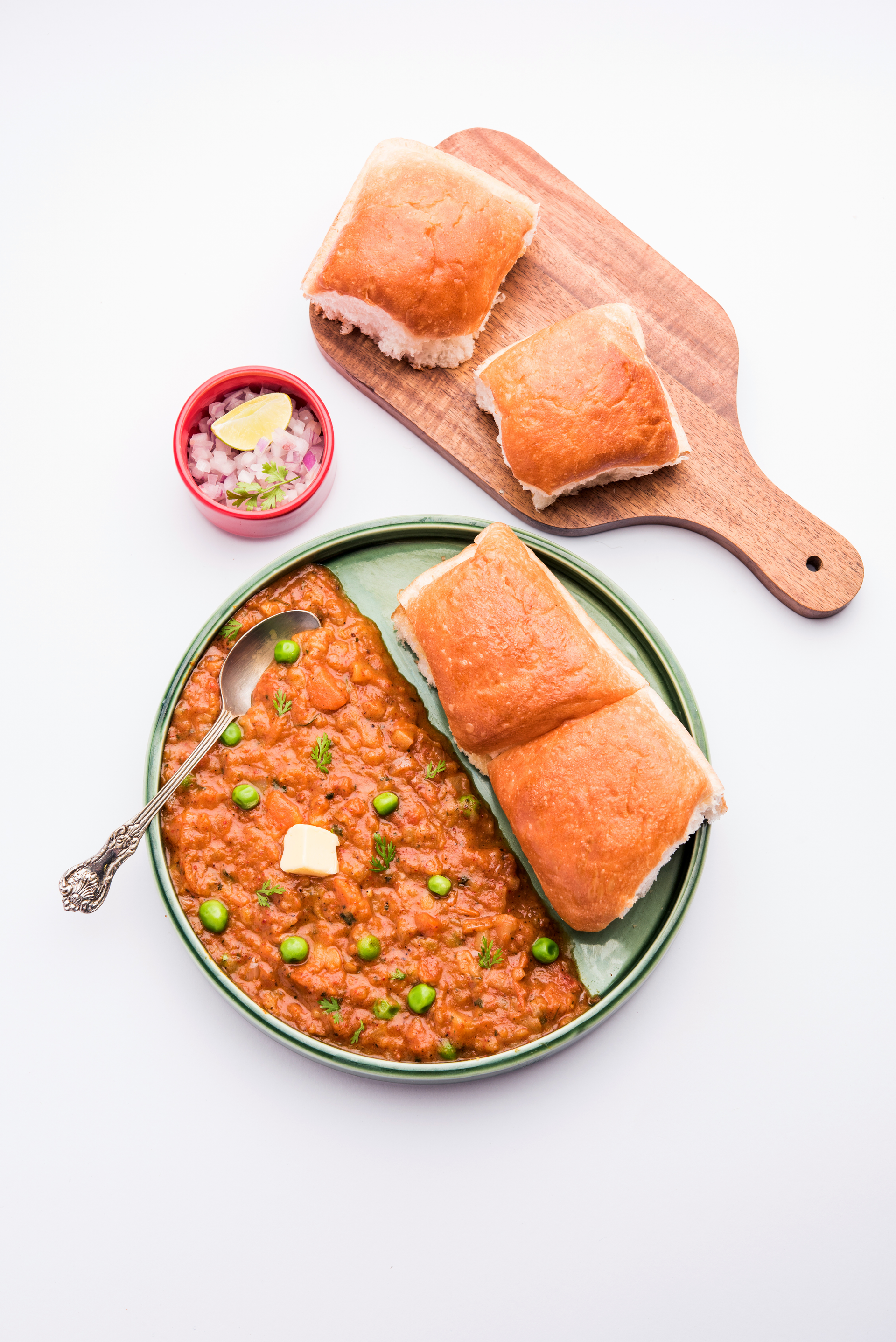 Spicy Indian Pav Bhaji with Buttered Rolls