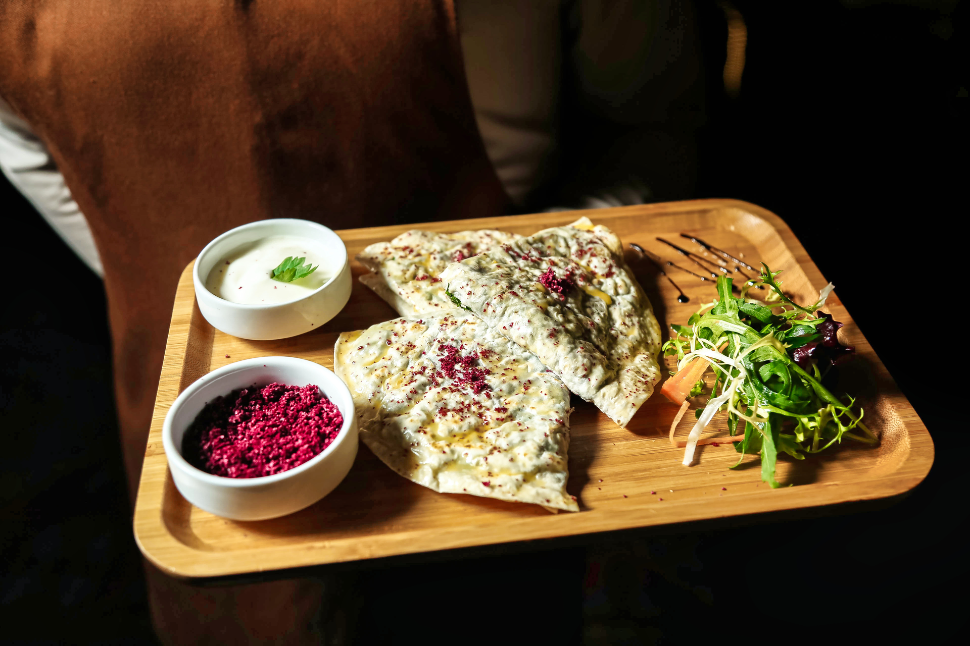Spicy Indian Sorghum Roti with Fresh Mint and Tahini Spread