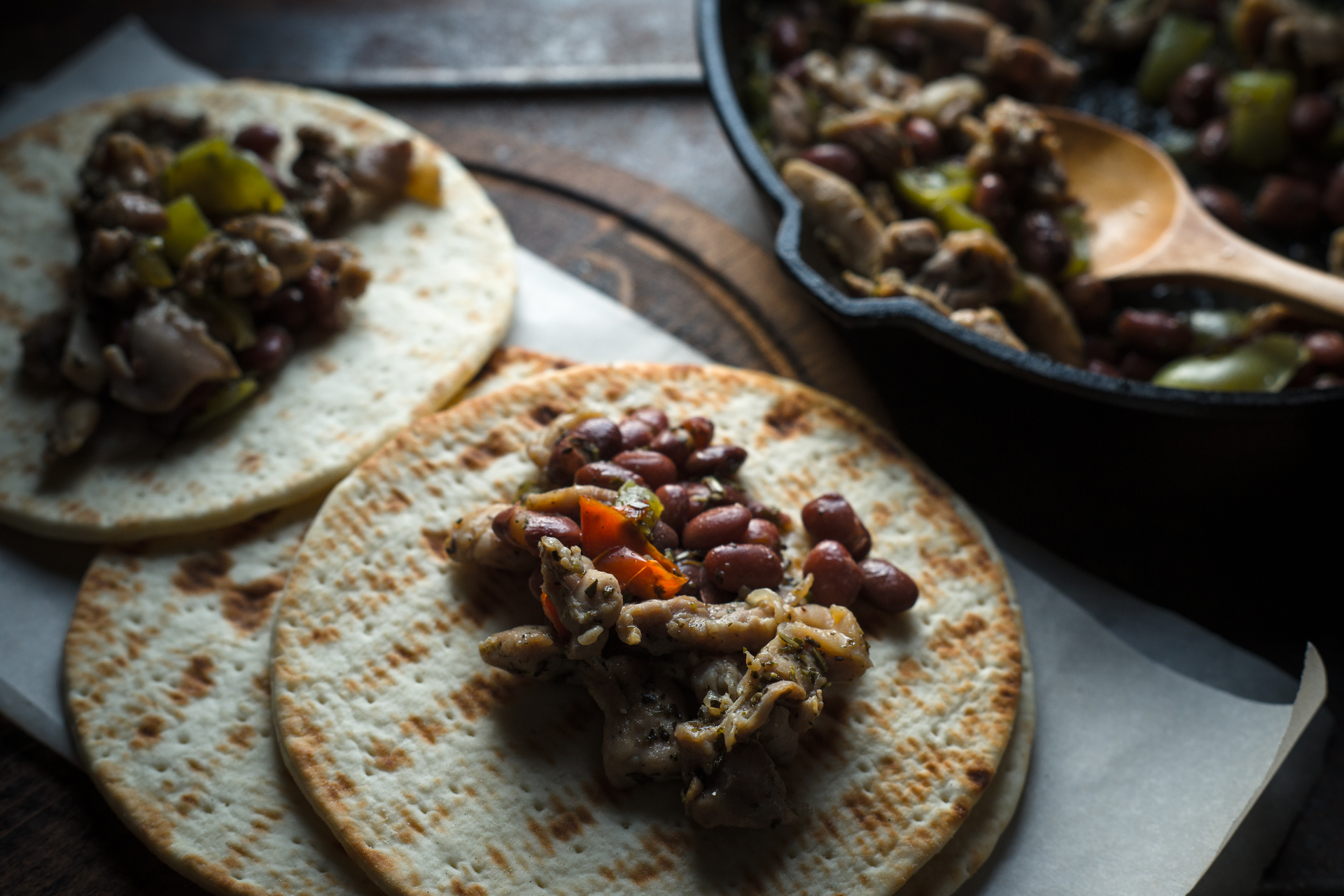 Spicy Mexican Huaraches with Black Bean Purée