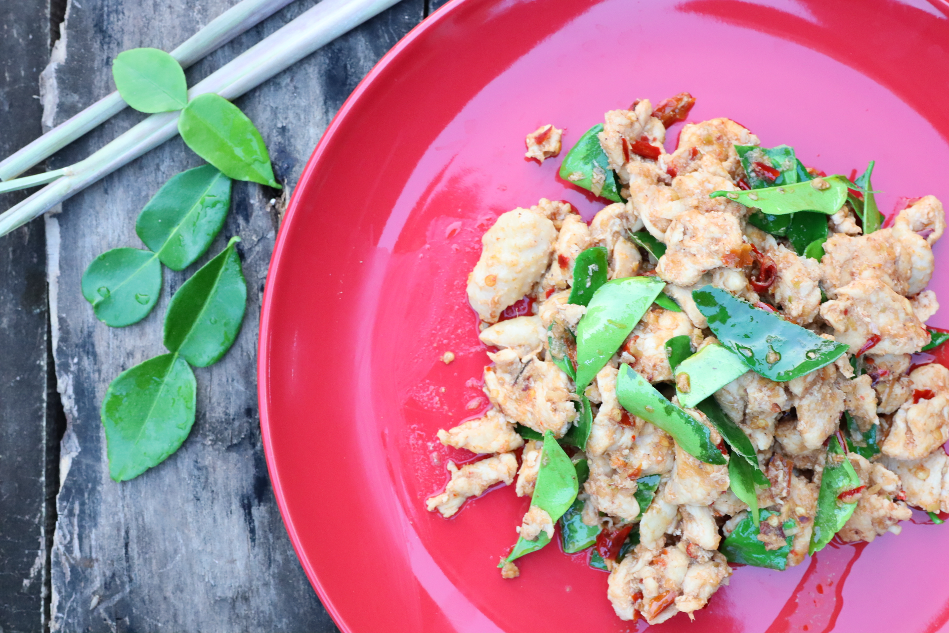 Spicy Thai Basil Chicken with Red Chili and Garlic