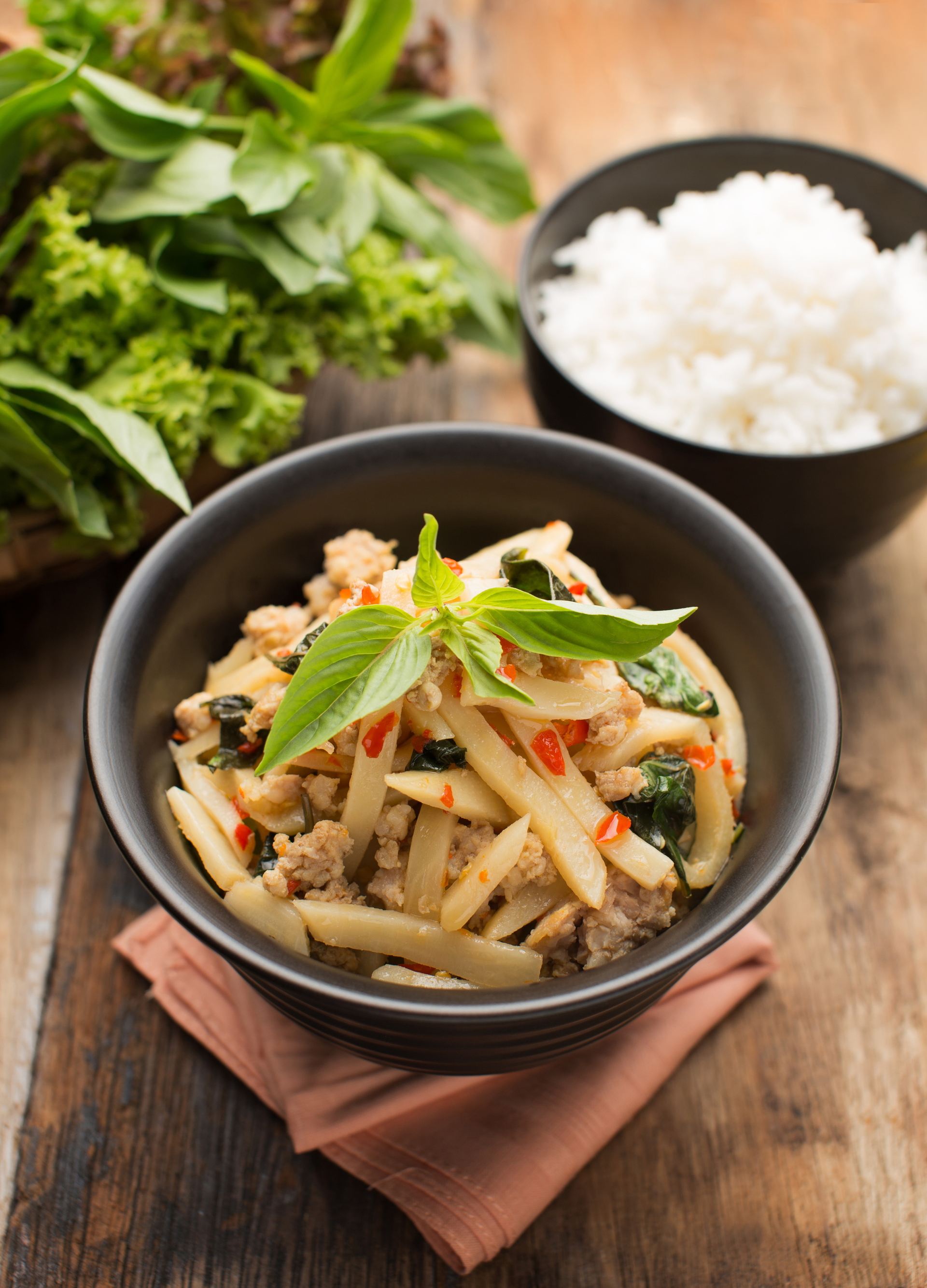 Spicy Thai Basil Chicken with Red Chili and Garlic