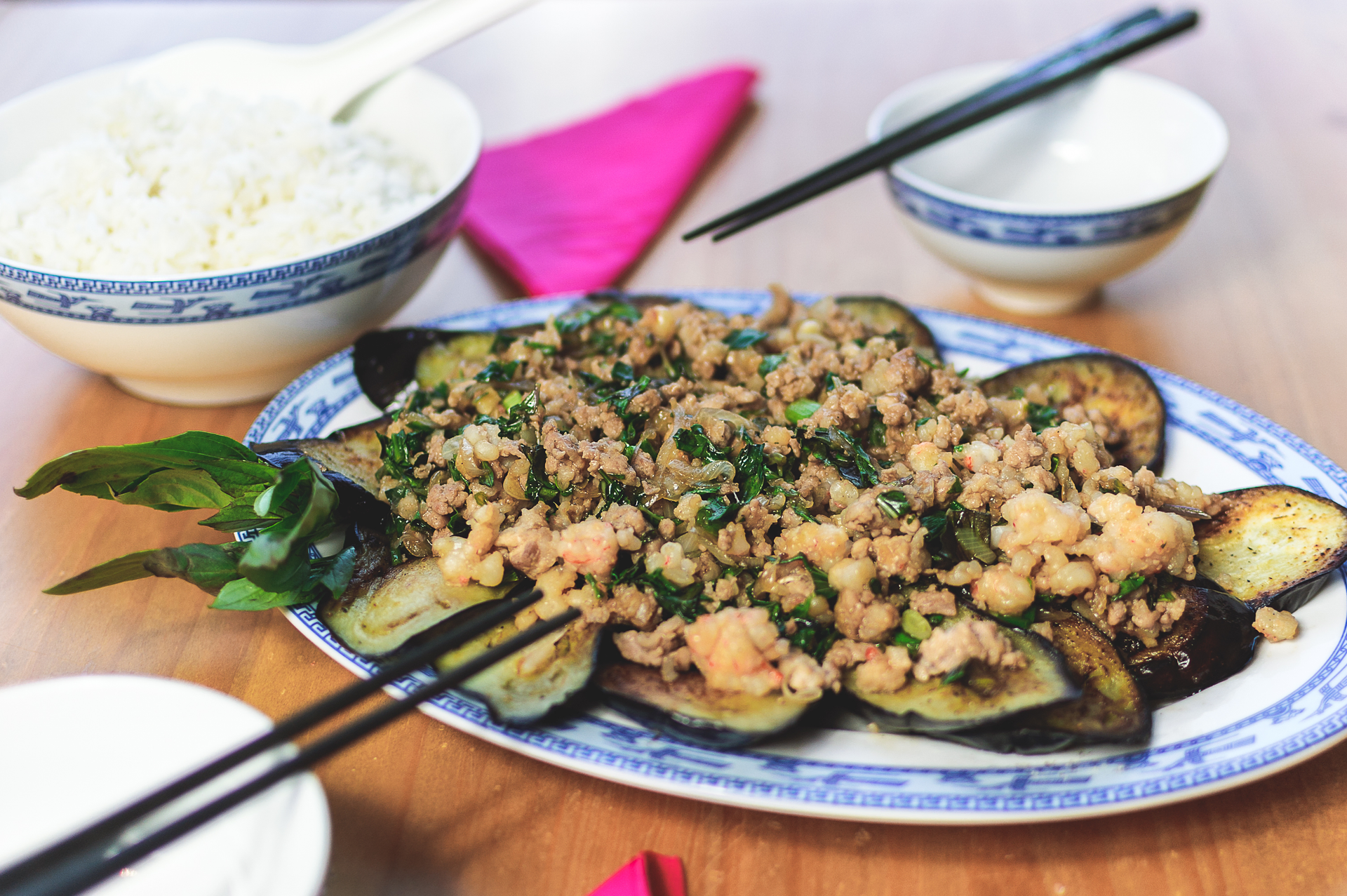 Spicy Thai Basil Eggplant Stir-Fry with Sesame